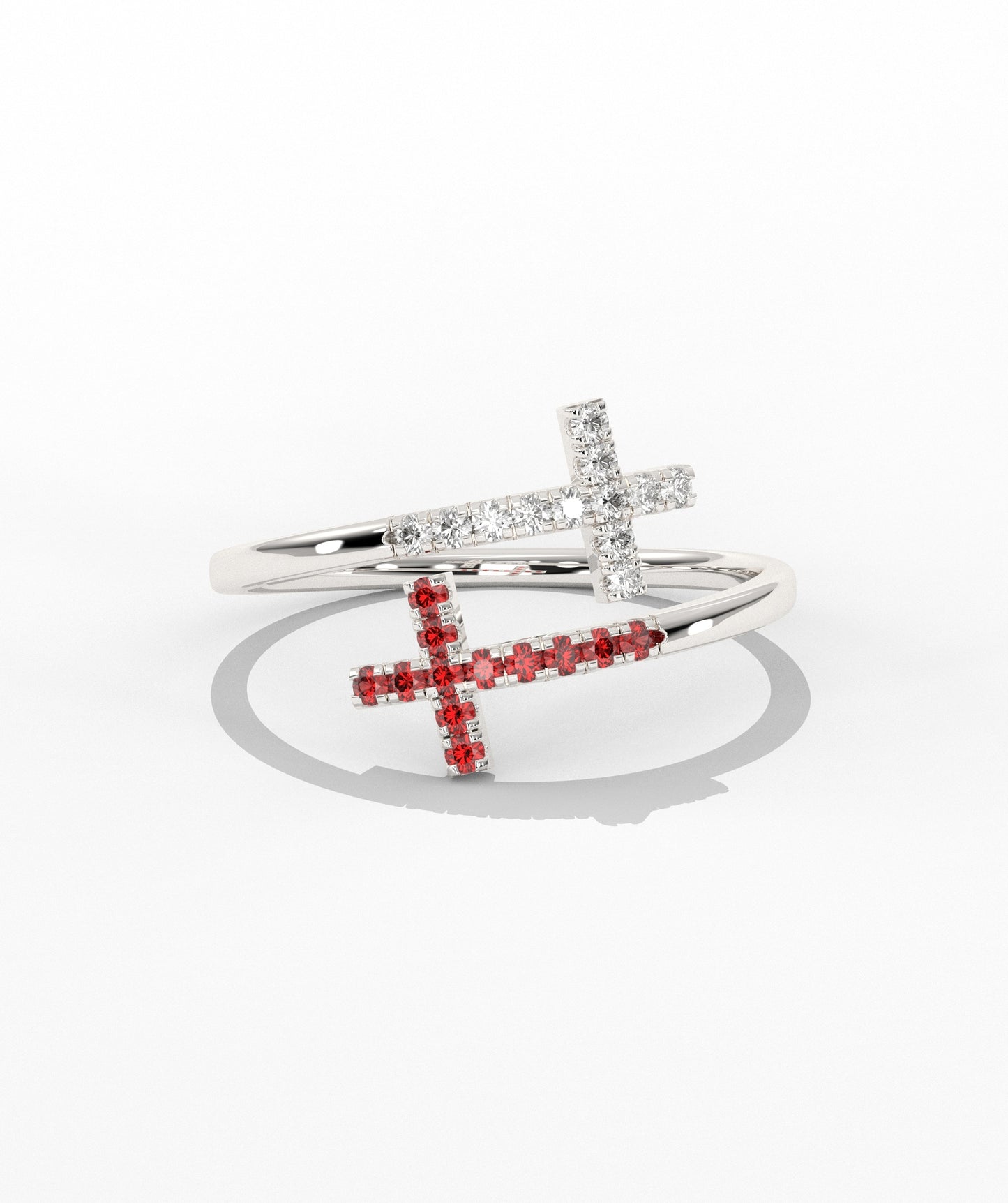 Diamond Double Cross Bypass Ring in 14K Solid Gold