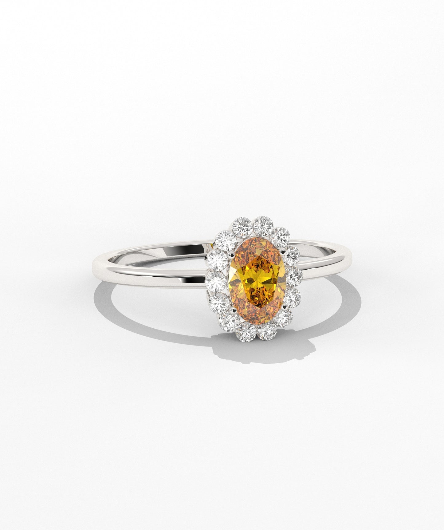 Oval Birthstone Halo Ring with Diamond Accents in 14K Gold