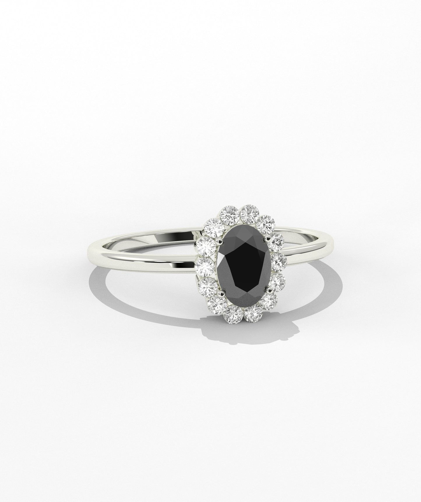 Oval Birthstone Halo Ring with Diamond Accents in 14K Gold