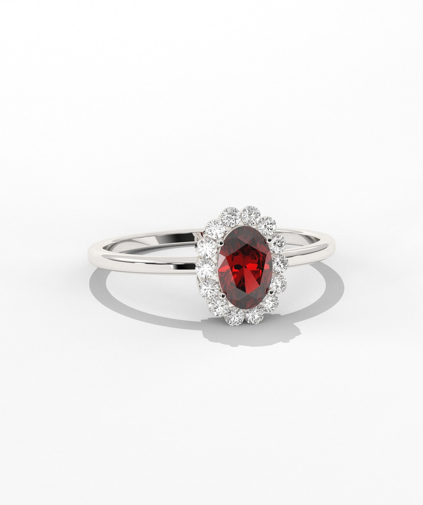 Oval Birthstone Halo Ring with Diamond Accents in 14K Gold