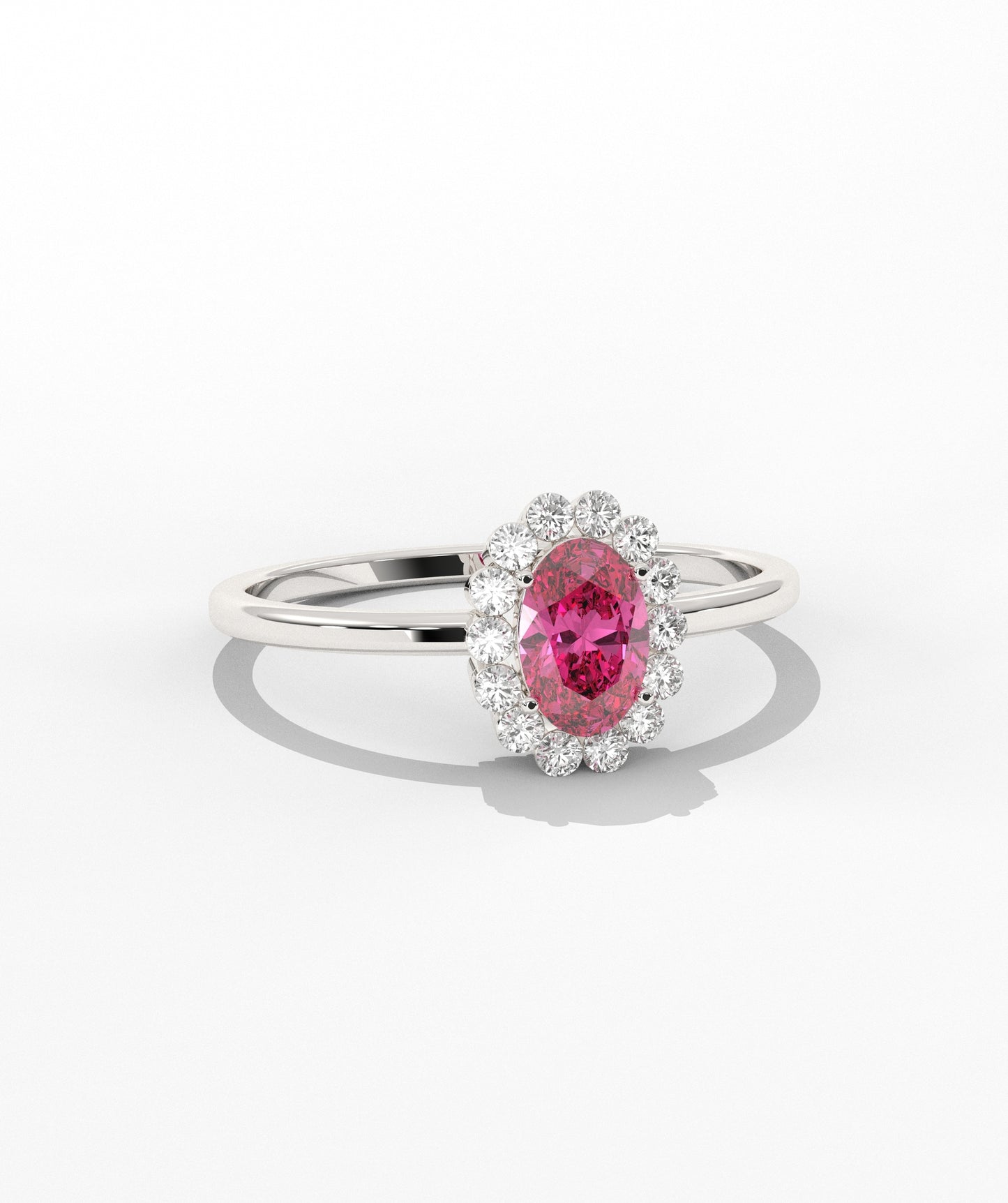 Oval Birthstone Halo Ring with Diamond Accents in 14K Gold