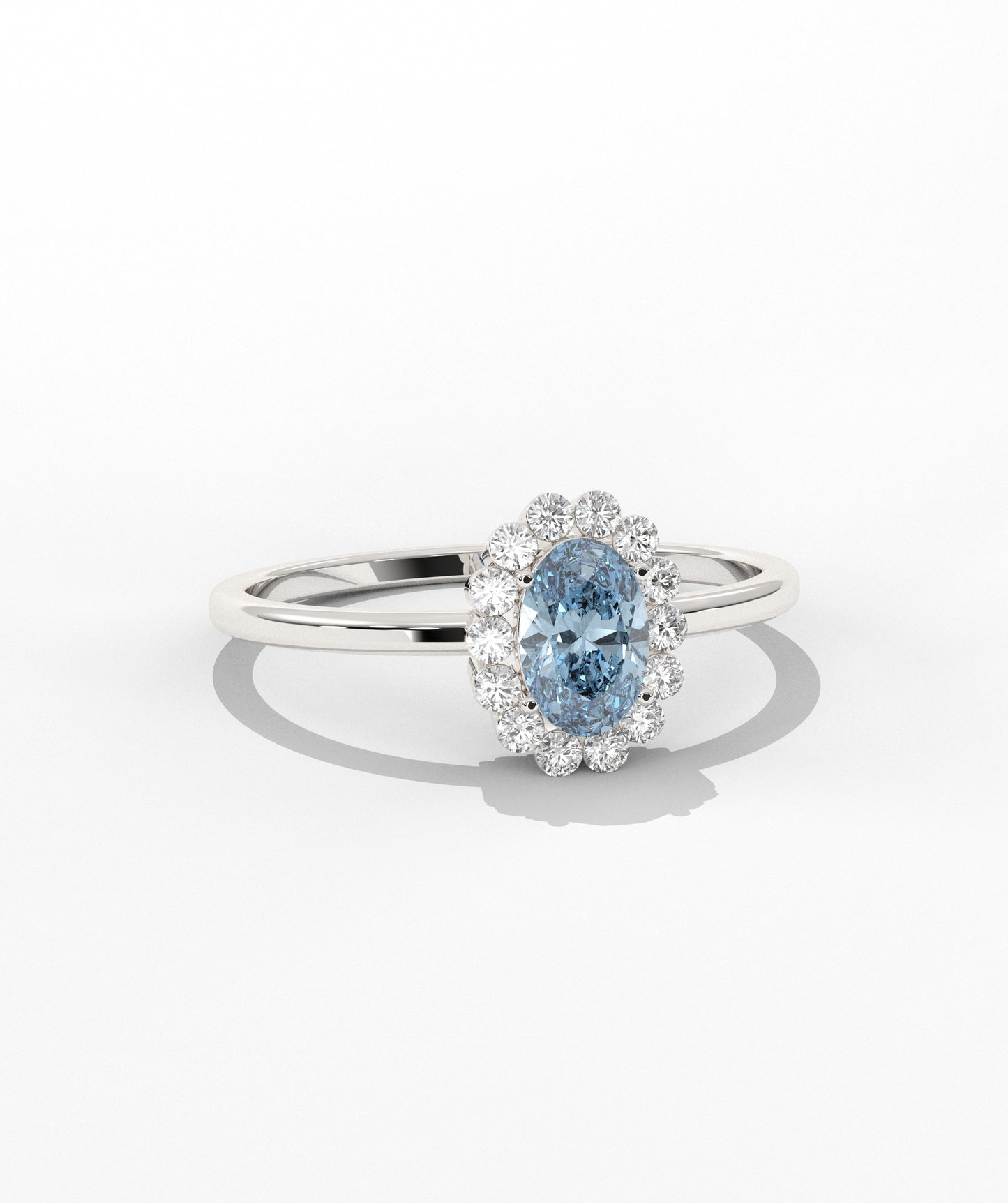 Oval Birthstone Halo Ring with Diamond Accents in 14K Gold