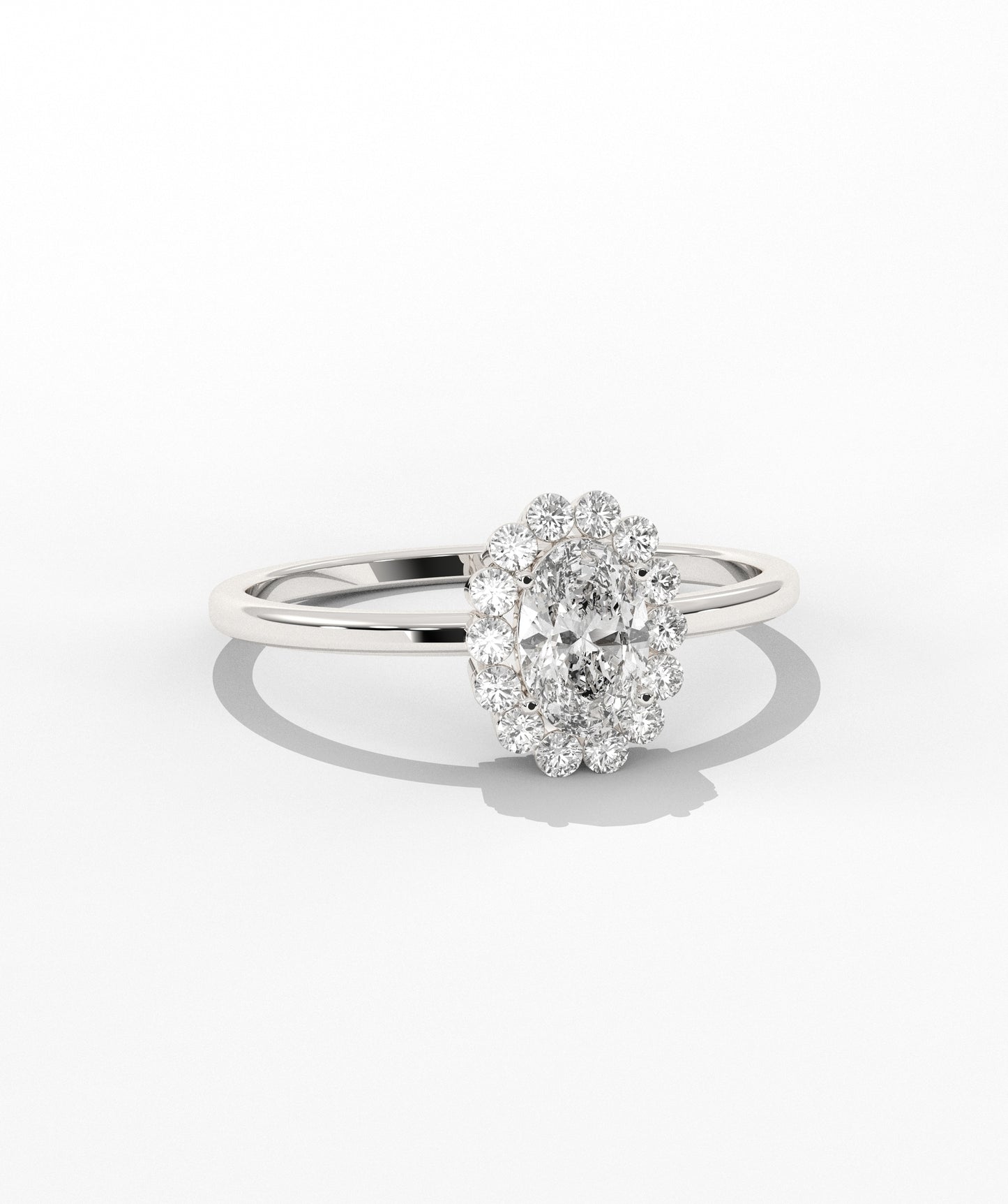 Oval Birthstone Halo Ring with Diamond Accents in 14K Gold