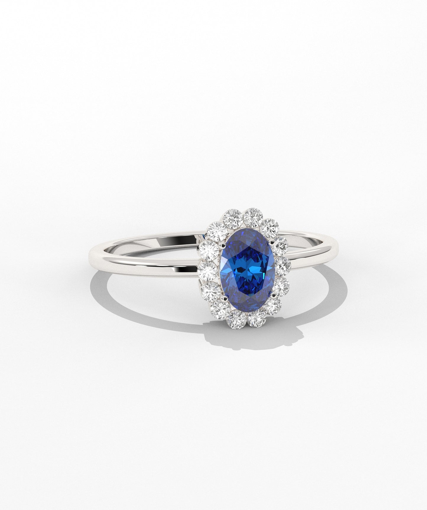 Oval Birthstone Halo Ring with Diamond Accents in 14K Gold