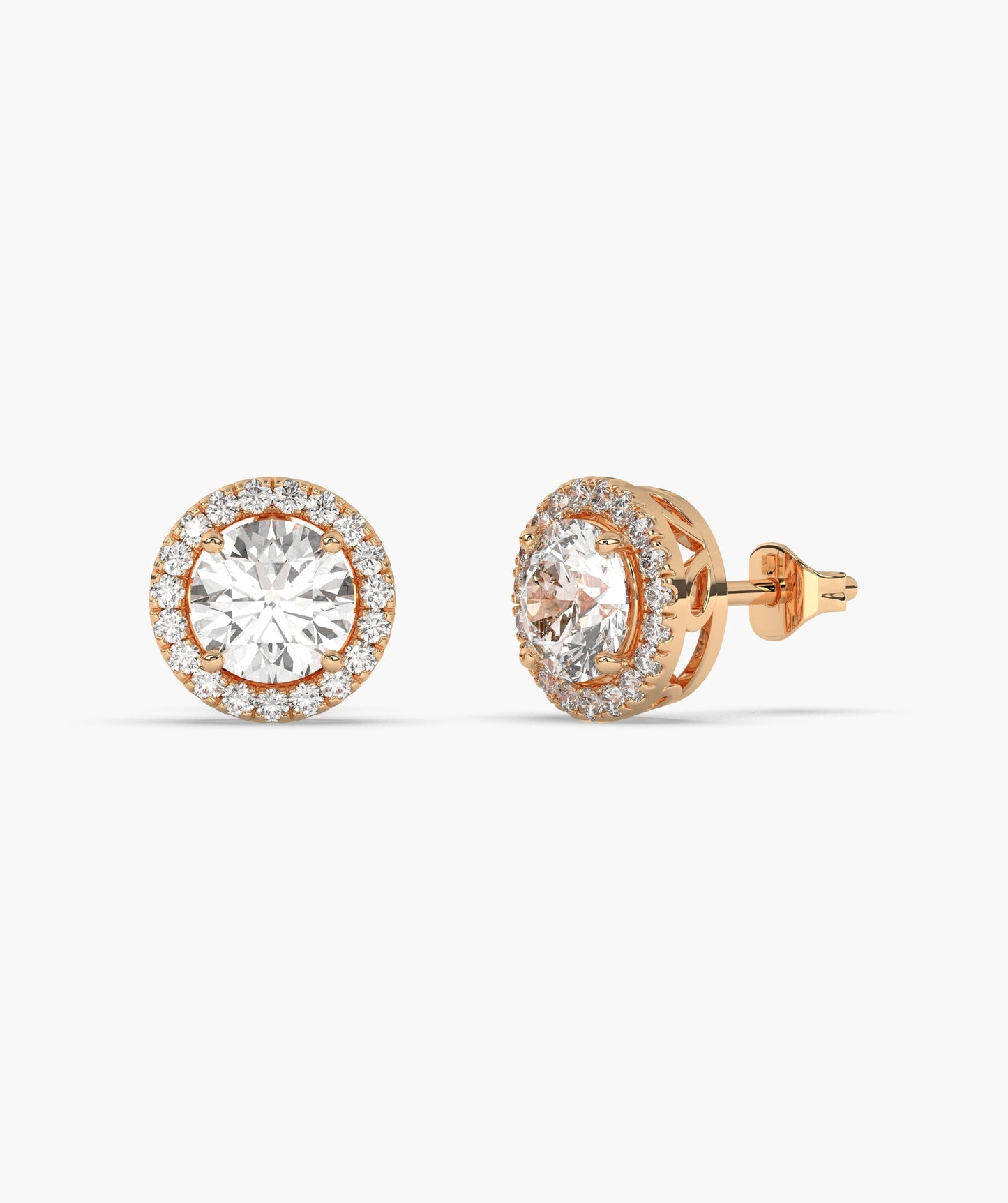 Round Ruby & Diamond Halo Studs