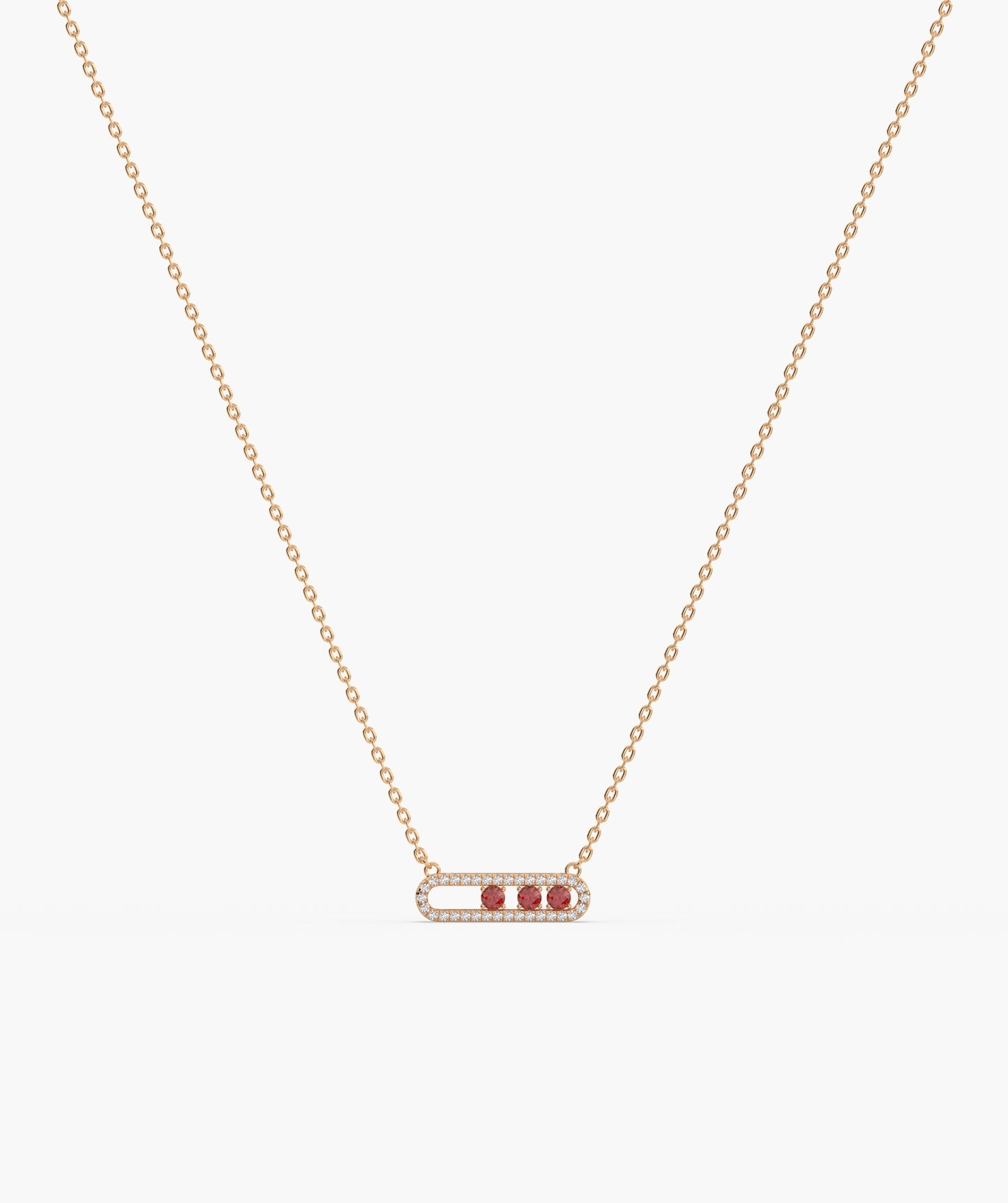 Blue Diamond Trio Halo Capsule Necklace