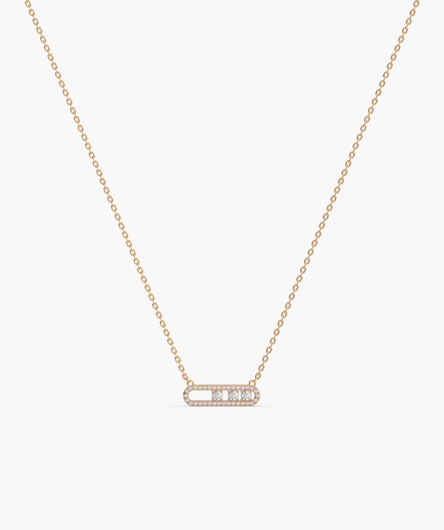 Blue Diamond Trio Halo Capsule Necklace