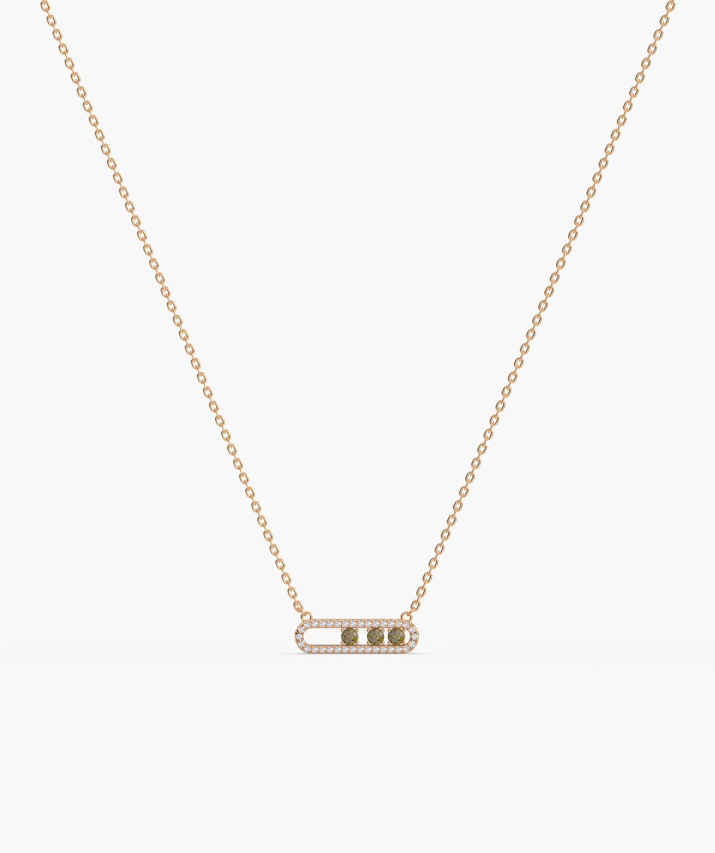 Blue Diamond Trio Halo Capsule Necklace