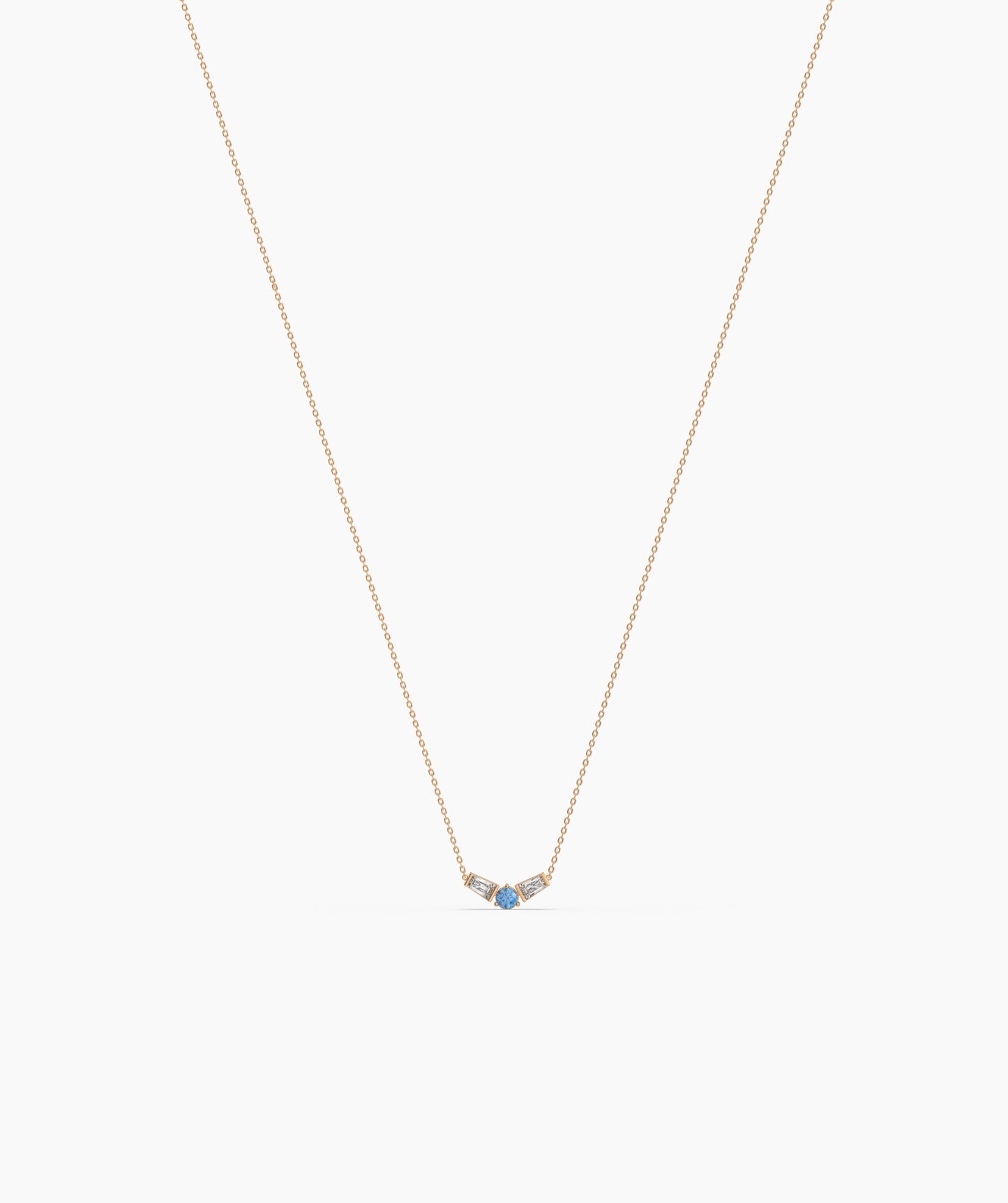 birthstone with Tapered Baguette Chevron Necklace