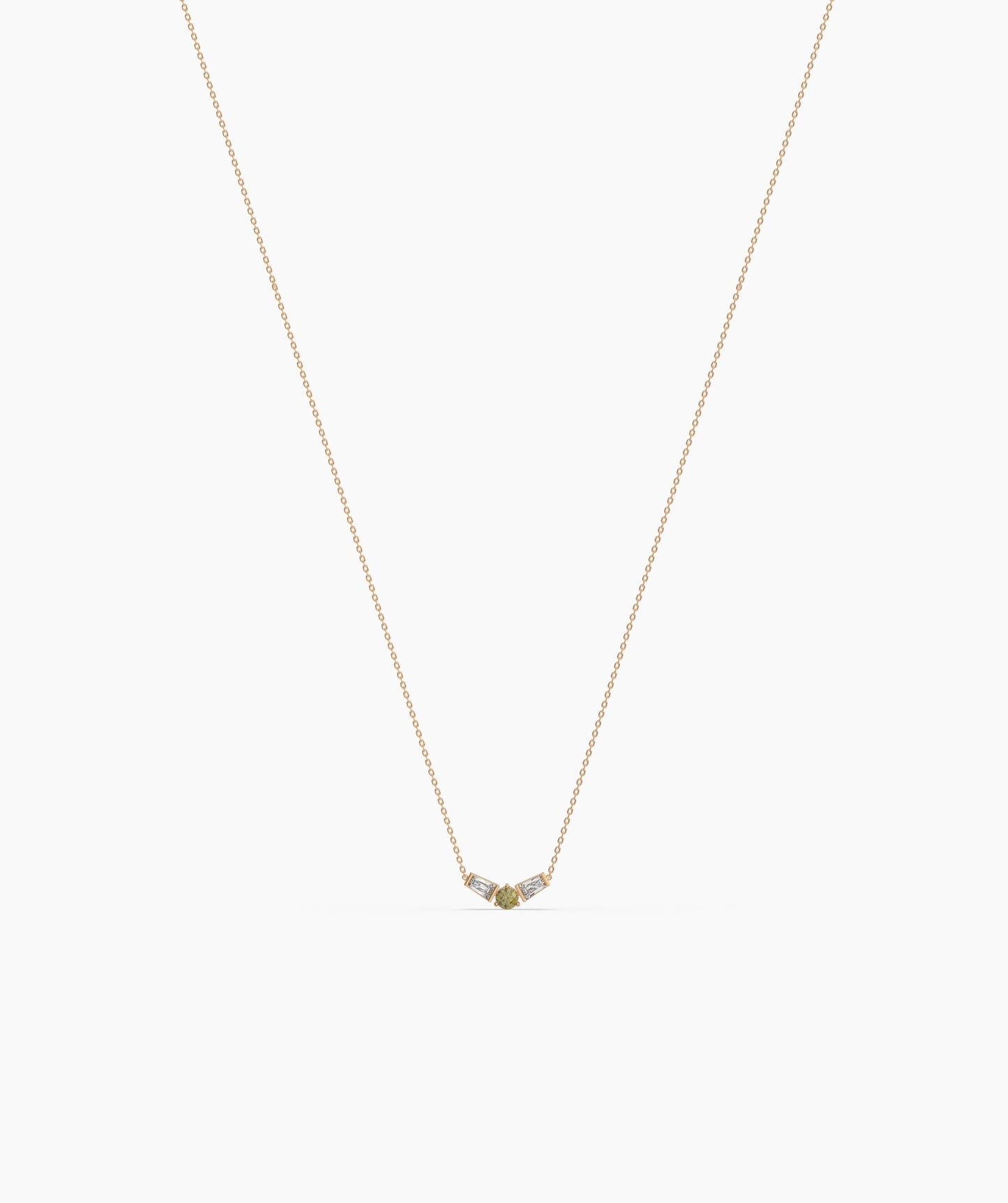 birthstone with Tapered Baguette Chevron Necklace