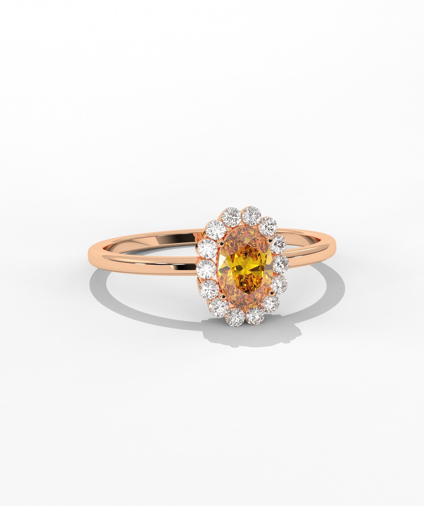 Oval Birthstone Halo Ring with Diamond Accents in 14K Gold