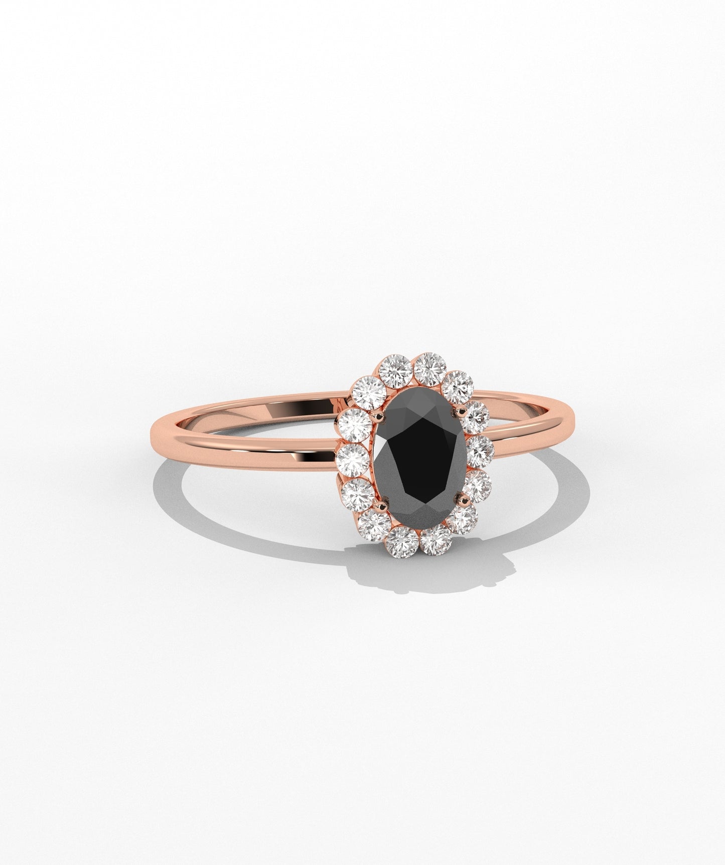 Oval Birthstone Halo Ring with Diamond Accents in 14K Gold