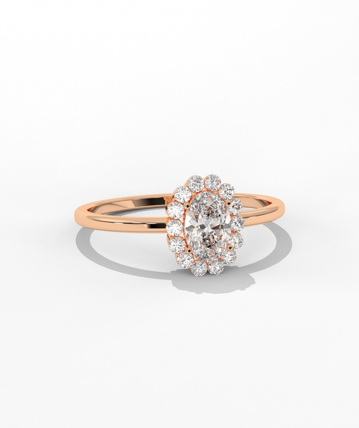 Oval Birthstone Halo Ring with Diamond Accents in 14K Gold