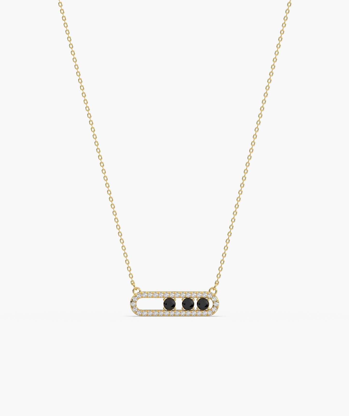 Blue Diamond Trio Halo Capsule Necklace