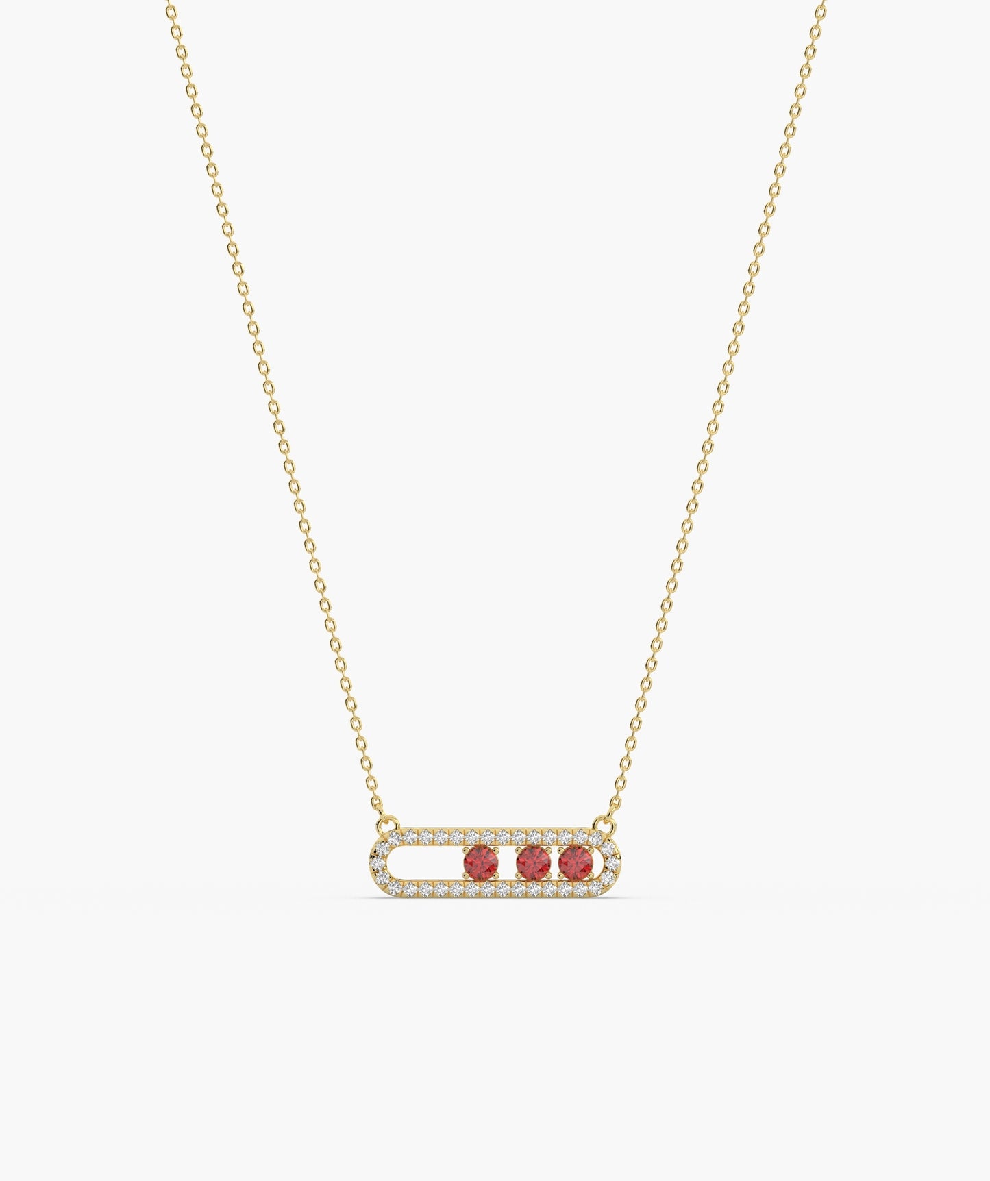 Blue Diamond Trio Halo Capsule Necklace