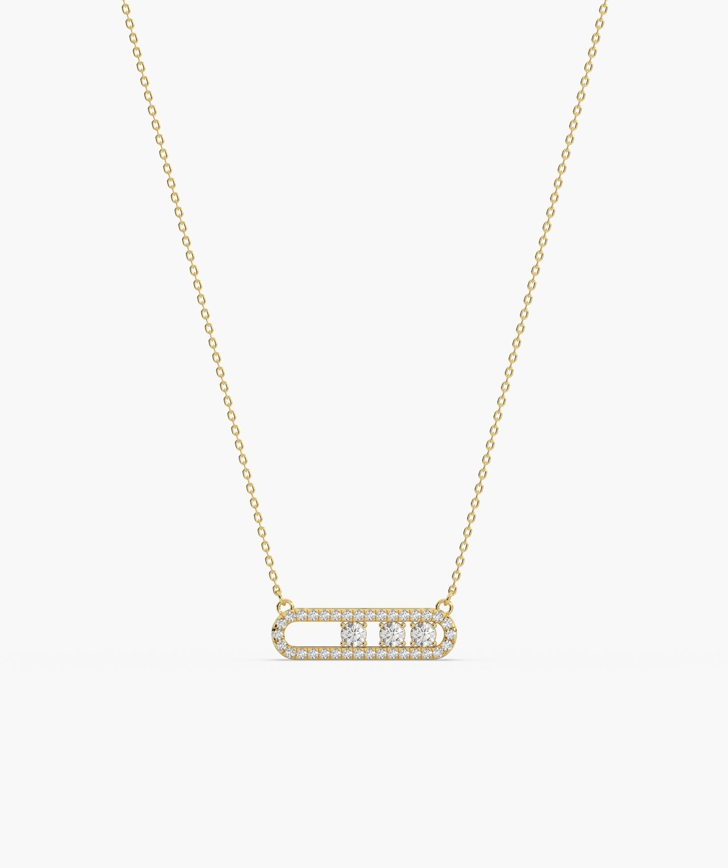 Blue Diamond Trio Halo Capsule Necklace