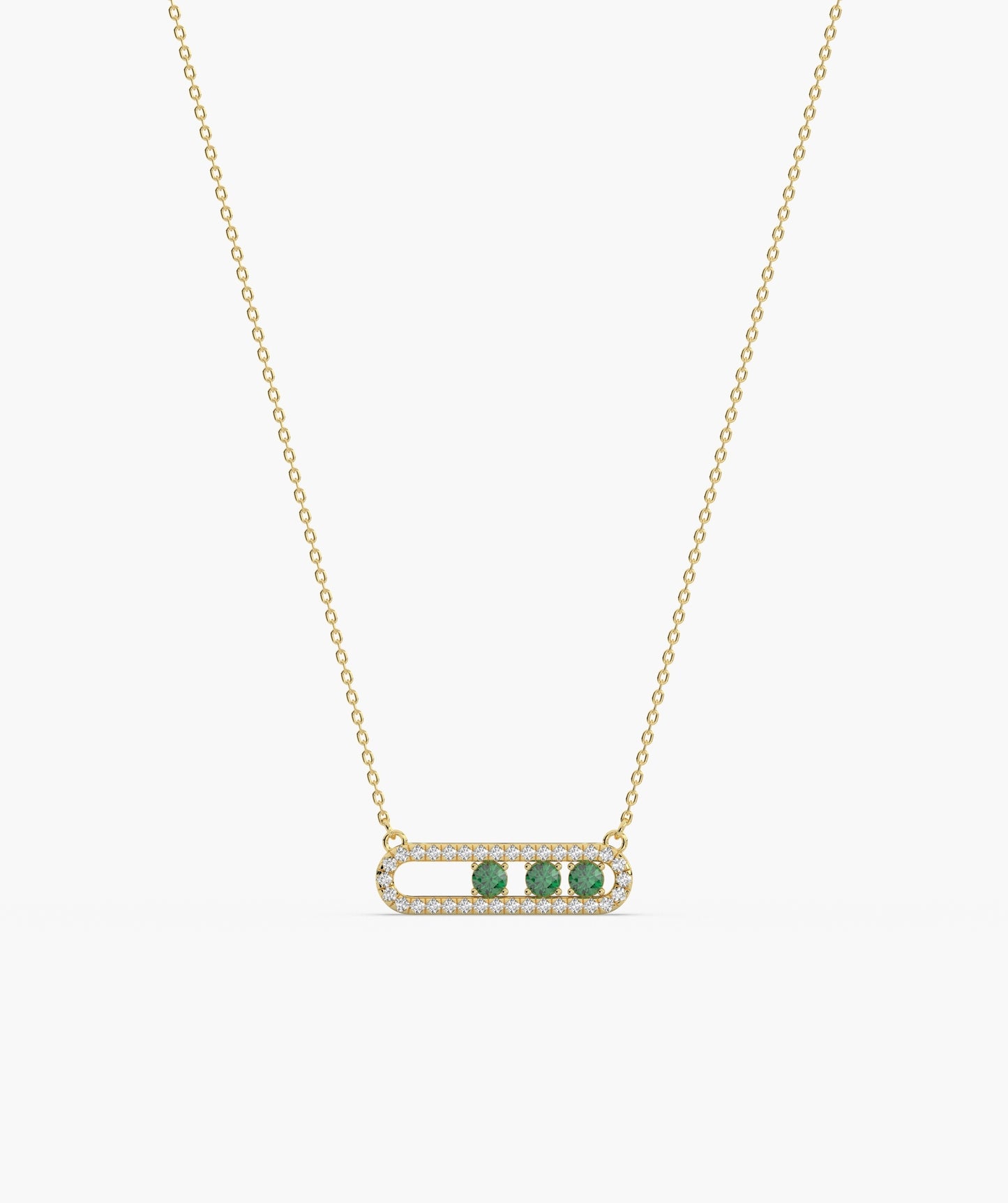 Movable Birthstone  Stone Pavé Capsule Necklace