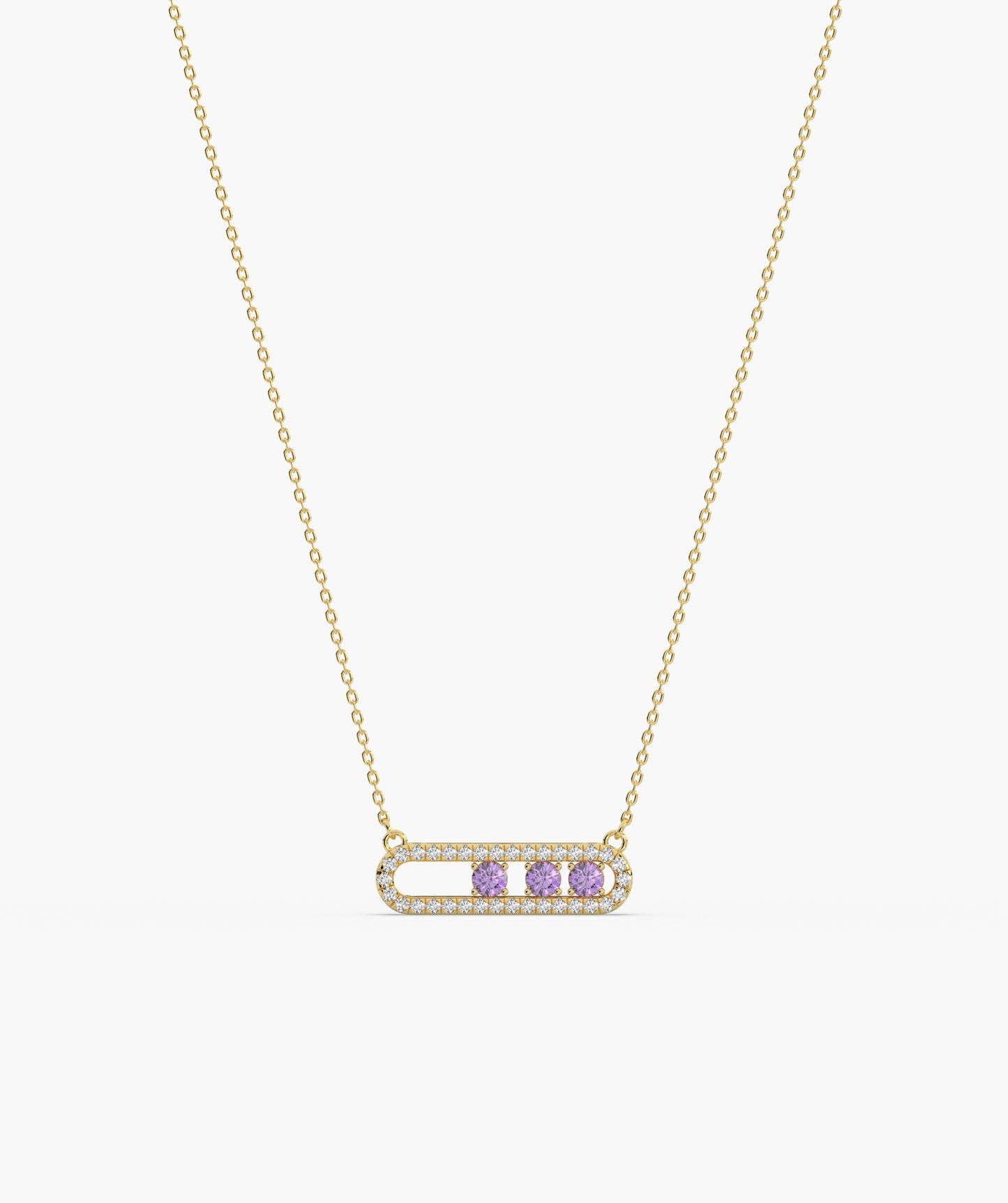 Blue Diamond Trio Halo Capsule Necklace