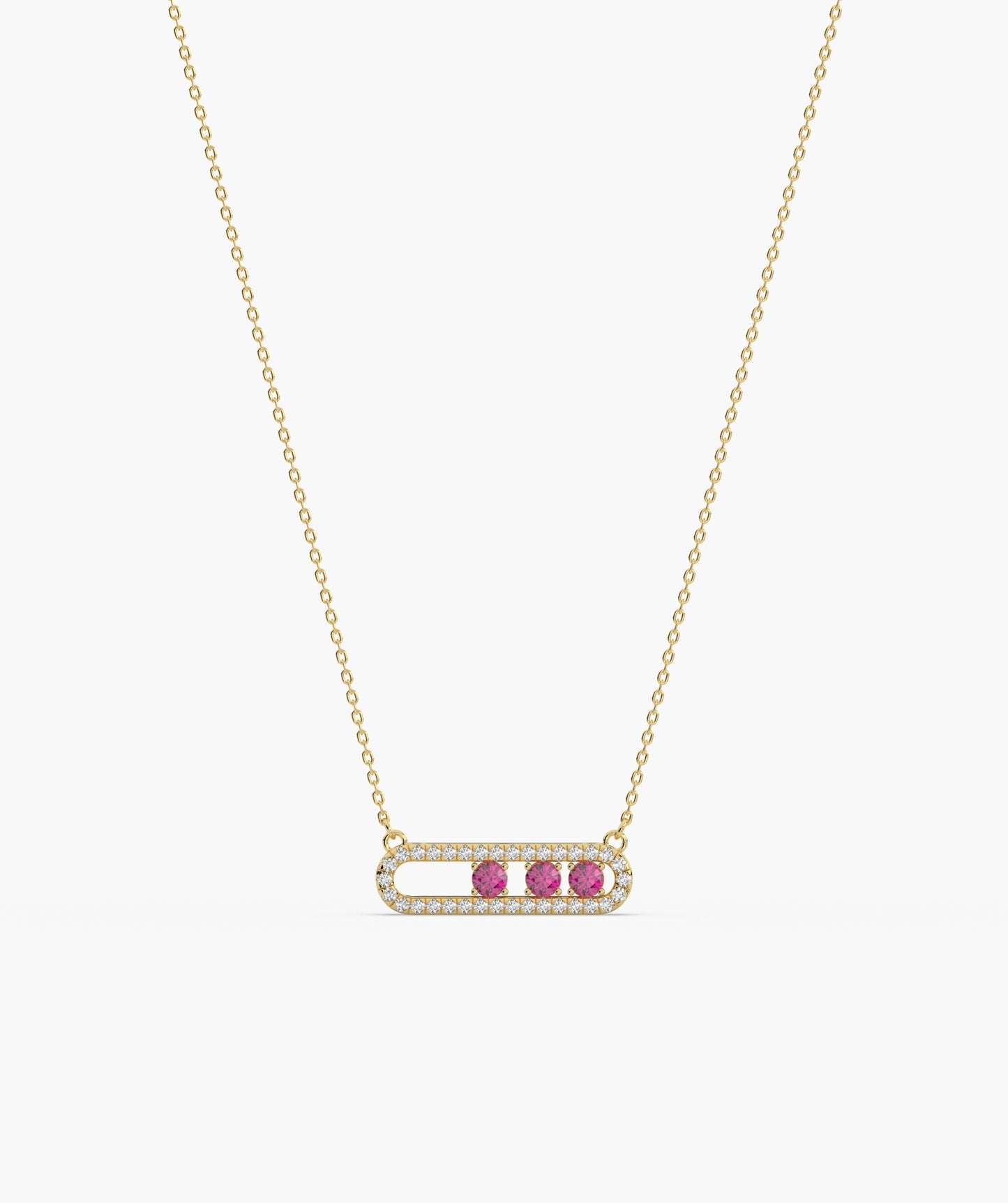 Movable Birthstone  Stone Pavé Capsule Necklace