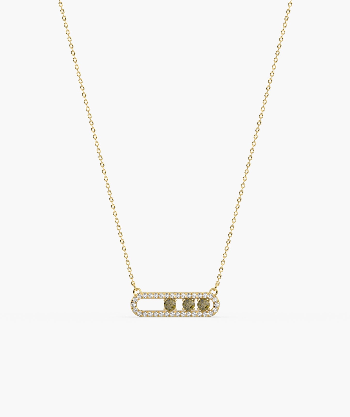 Movable Birthstone  Stone Pavé Capsule Necklace