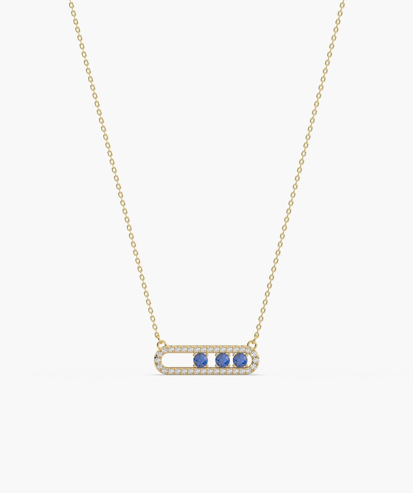 Movable Birthstone  Stone Pavé Capsule Necklace