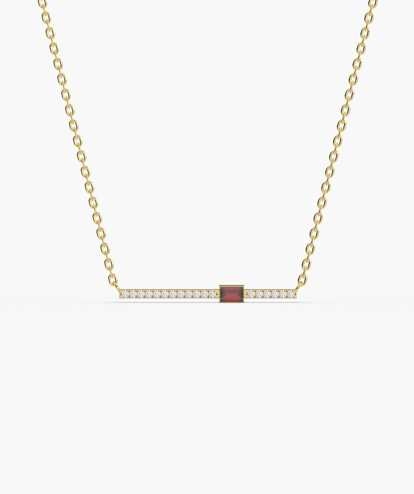 Baguette Blue Sapphire & Diamond Bar Necklace