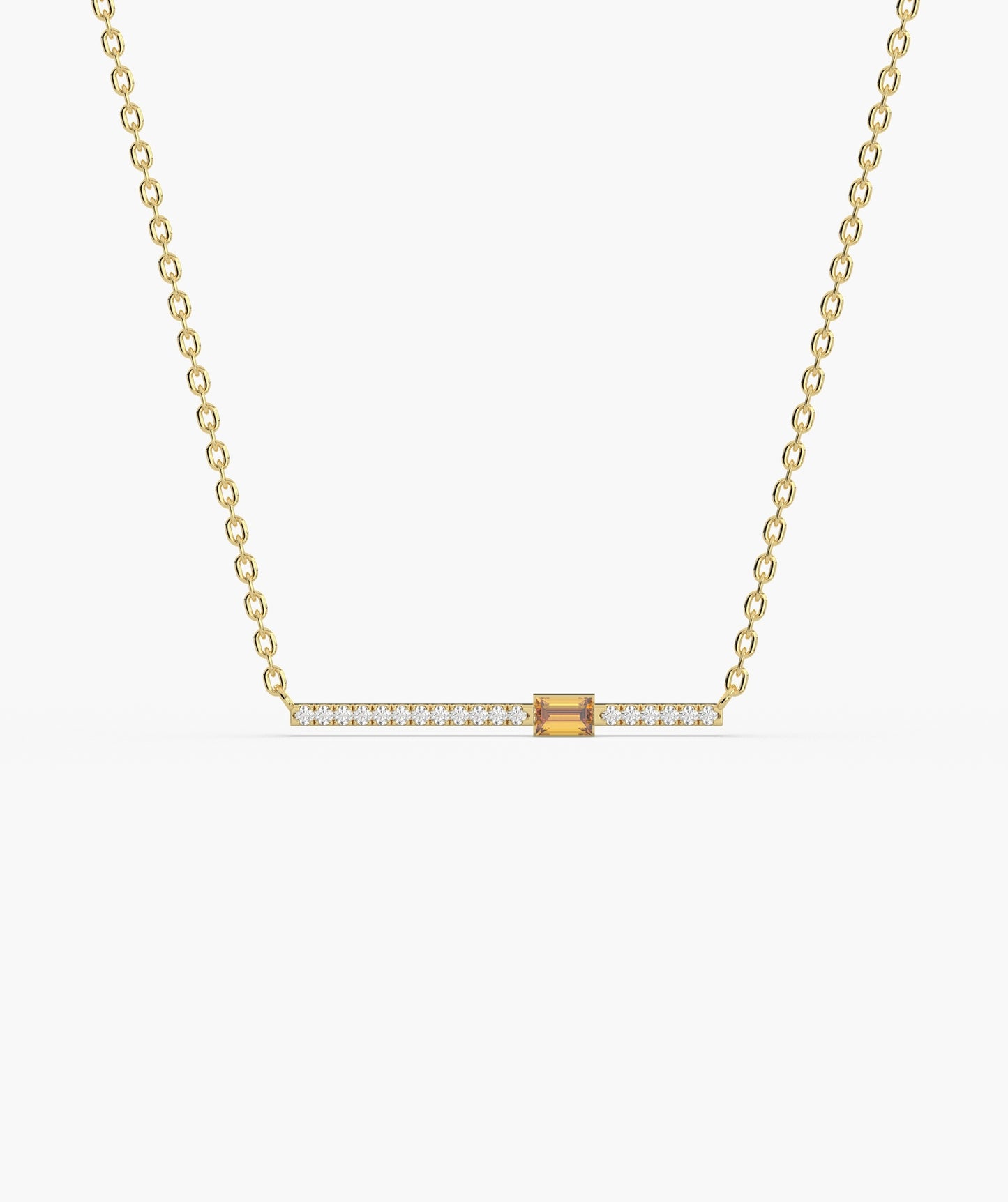 Baguette Blue Sapphire & Diamond Bar Necklace