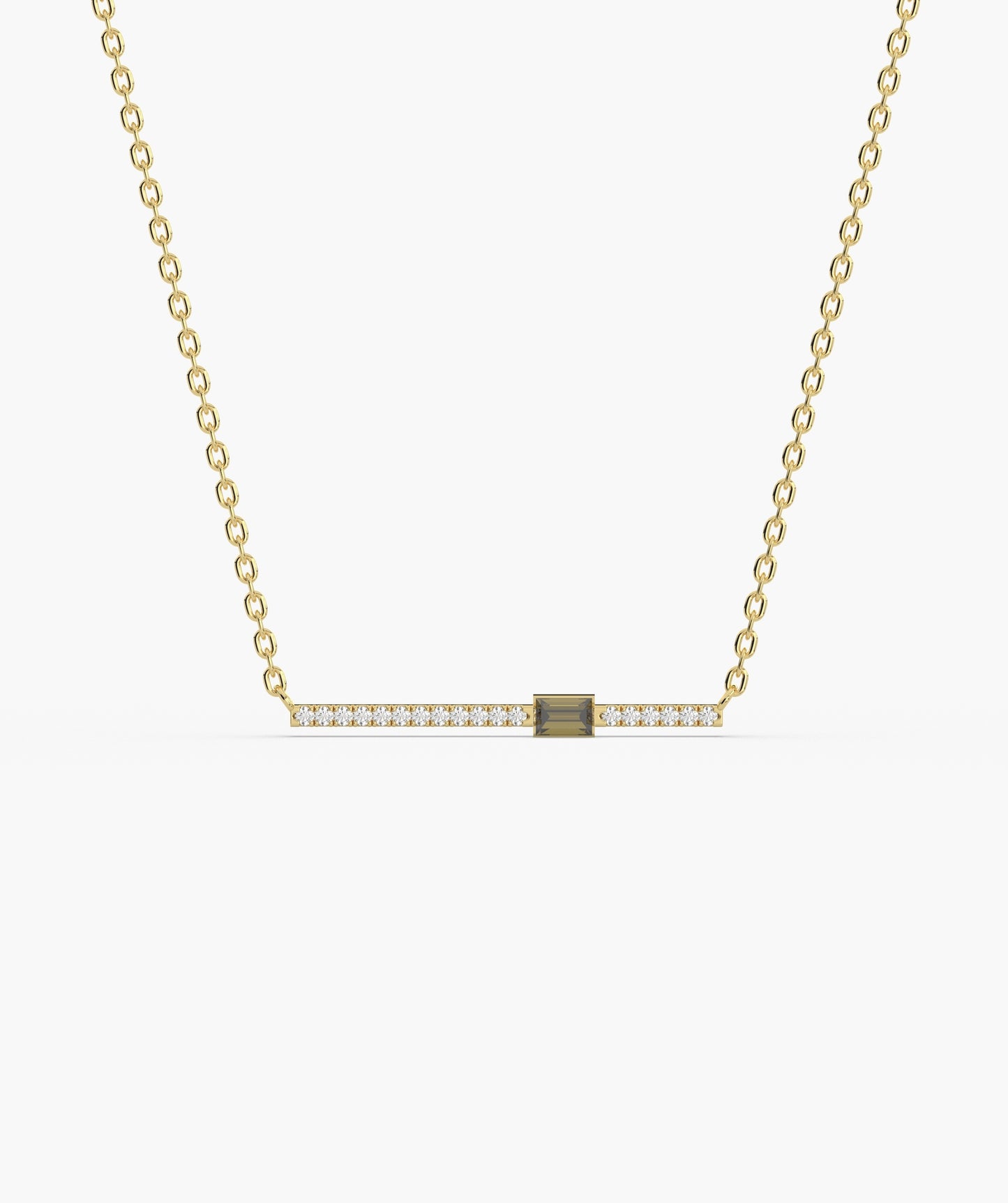 Baguette Blue Sapphire & Diamond Bar Necklace
