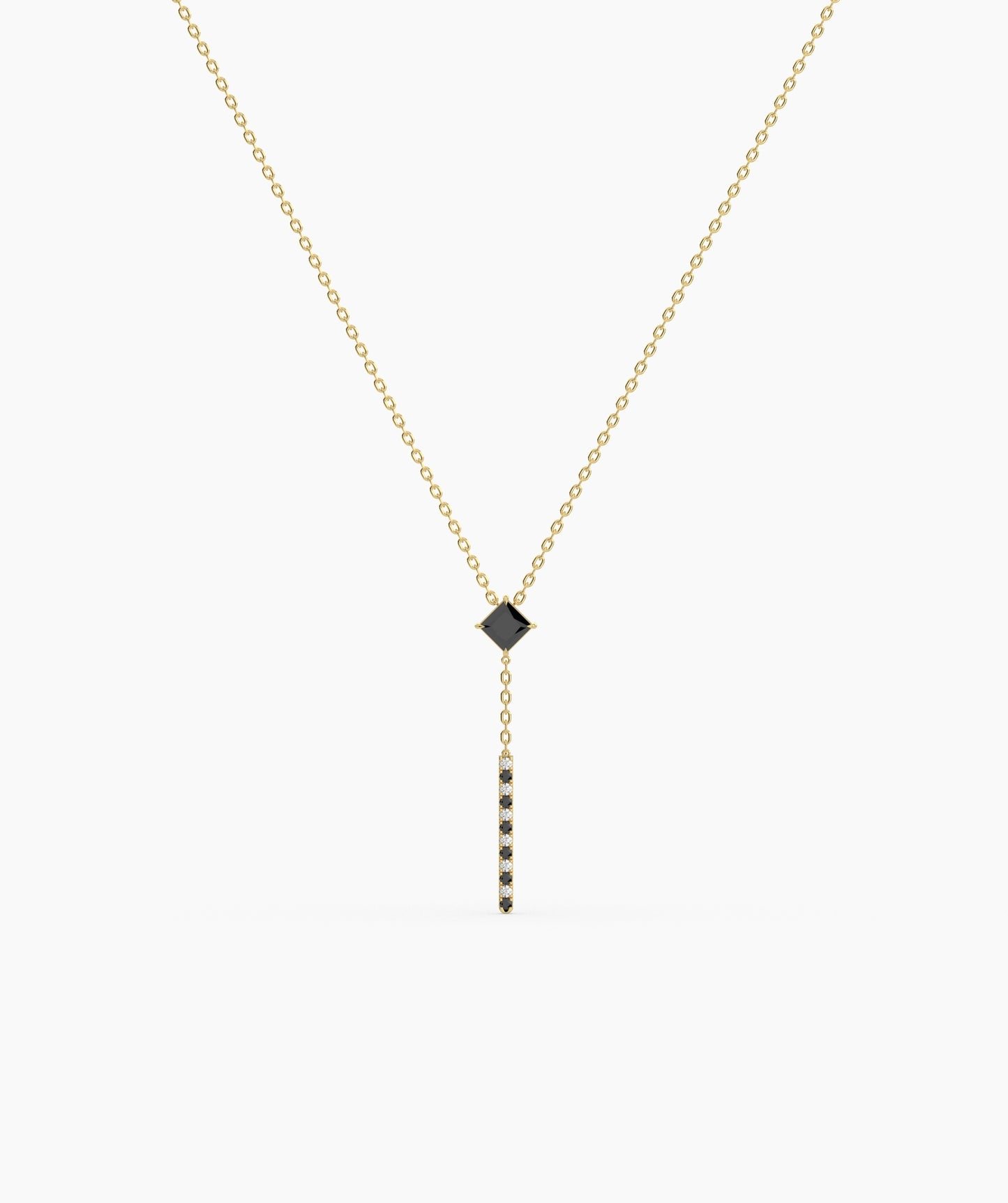 Princess Cut Birthstone Vertical Bar Lariat Necklace
