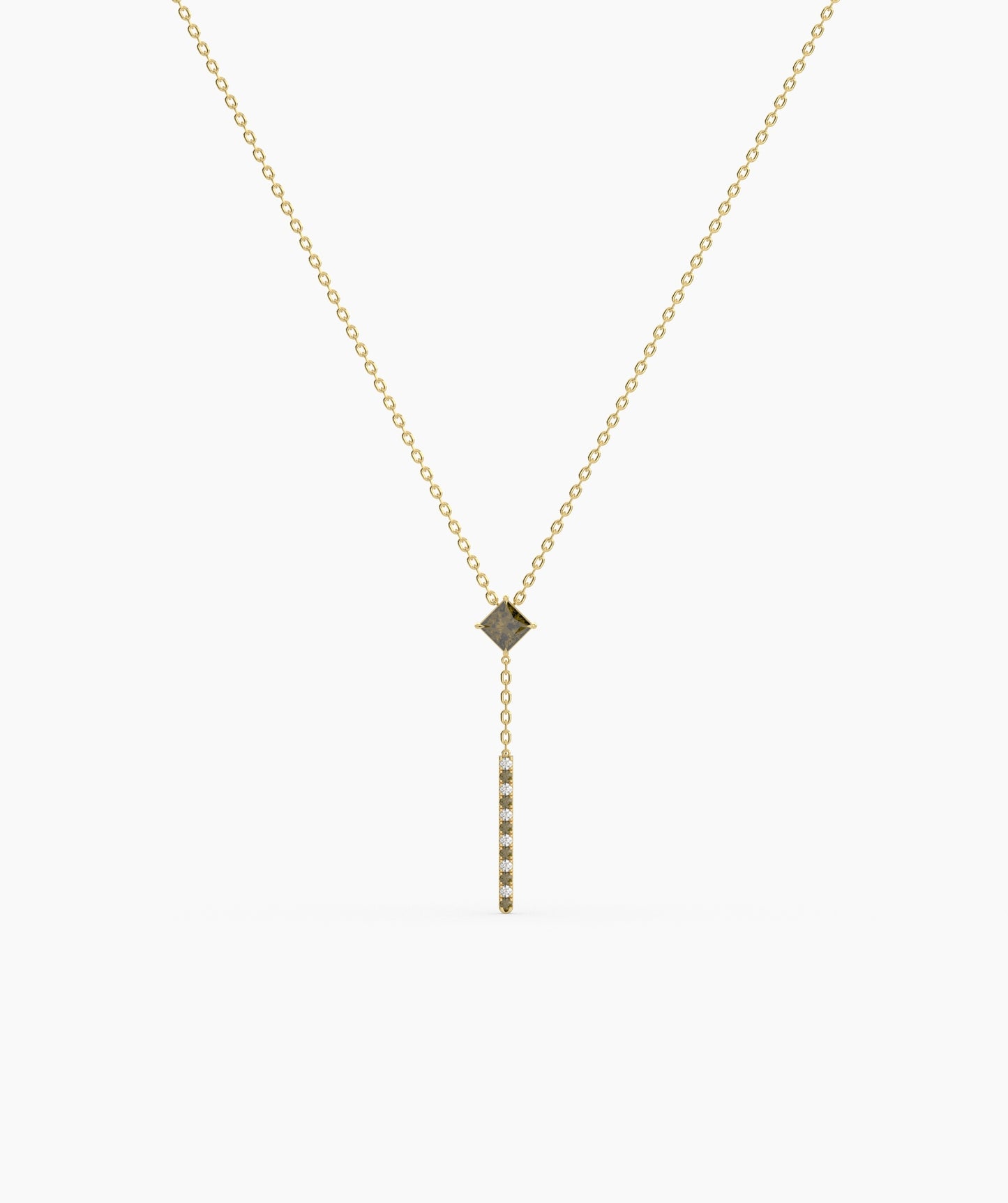 Princess Cut Birthstone Vertical Bar Lariat Necklace