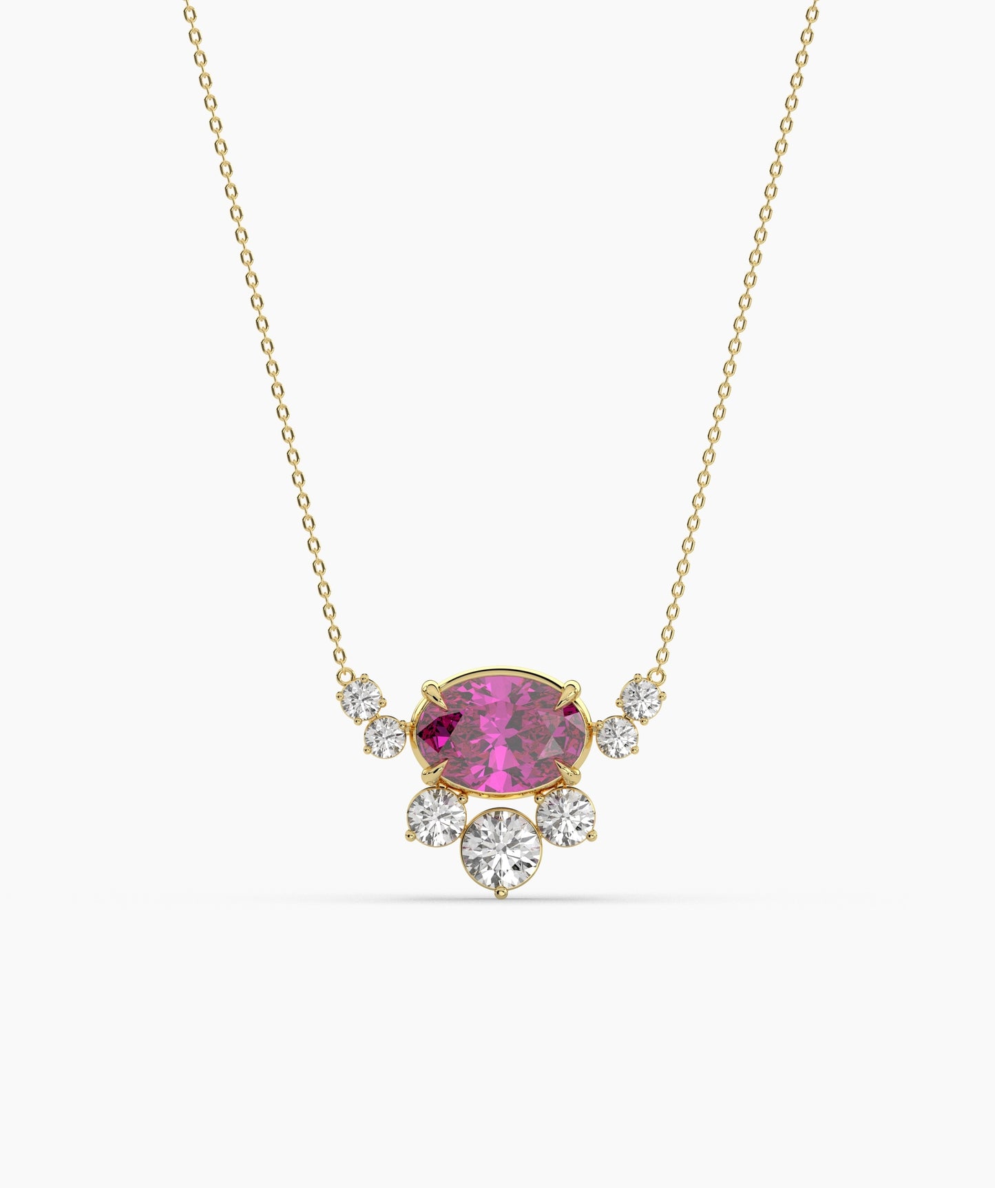 Oval Green Gemstone & Diamond Sunburst Pendant Necklace