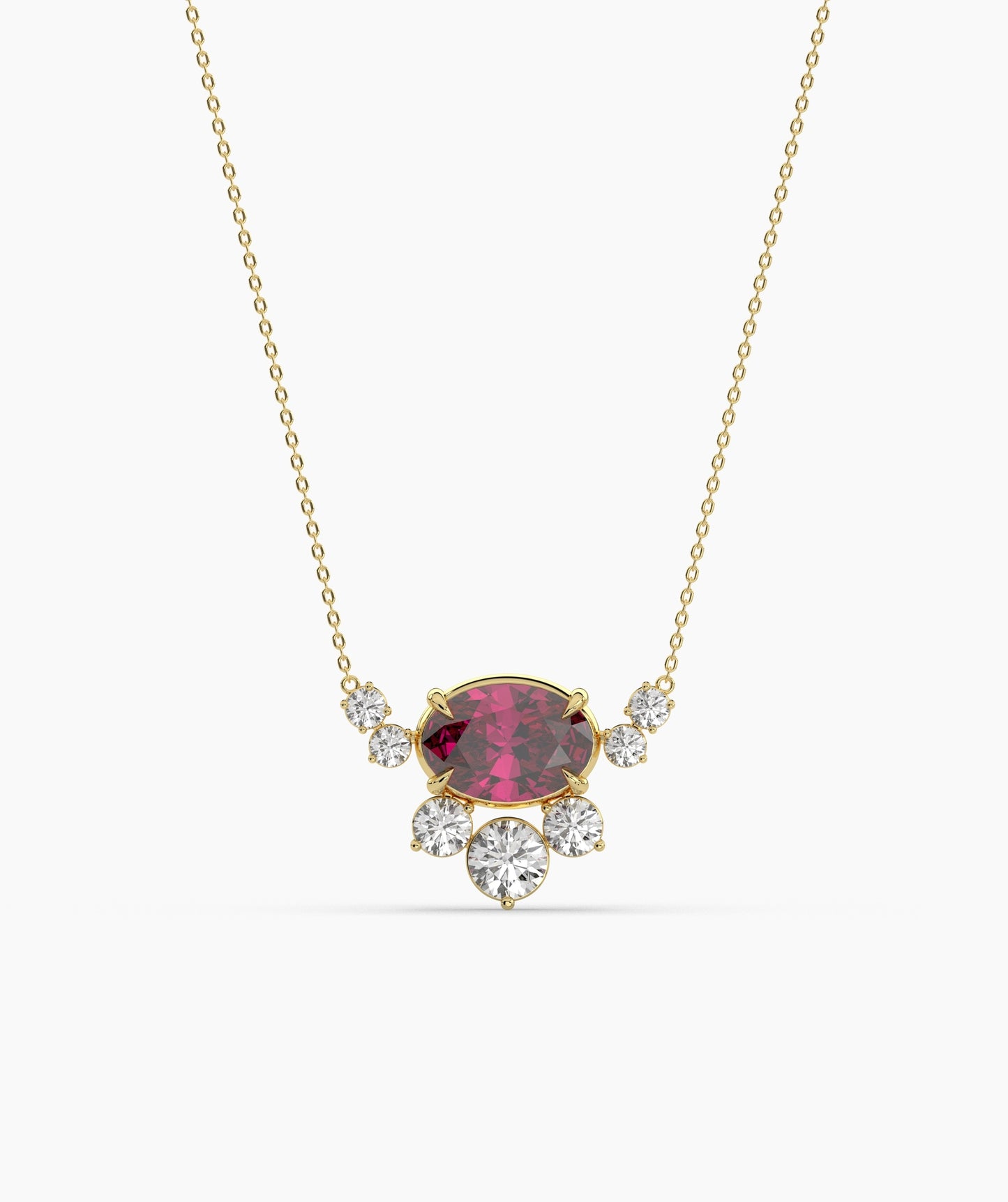 Oval Green Gemstone & Diamond Sunburst Pendant Necklace