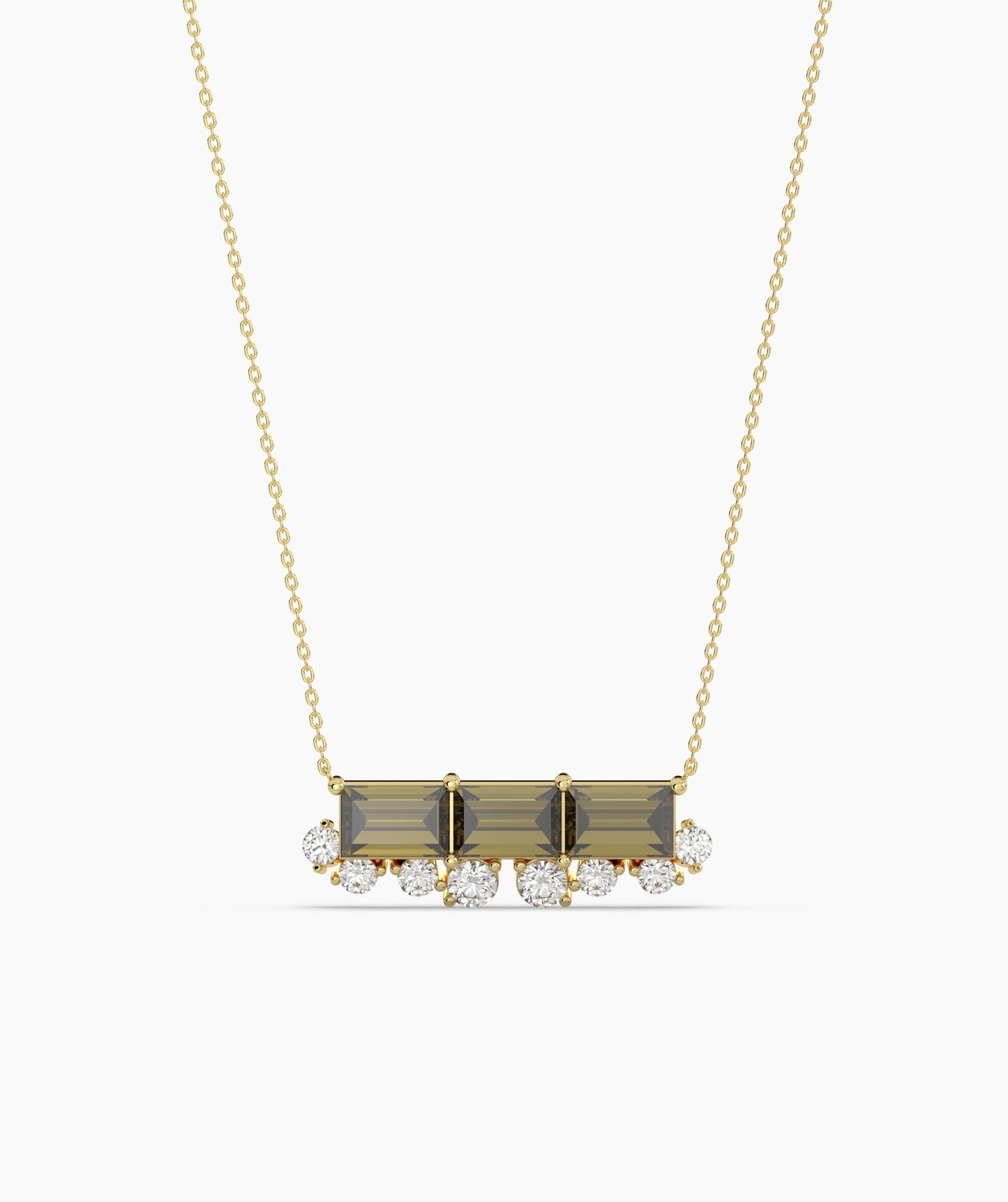 Baguette Ruby & Diamond Fringe Bar Necklace