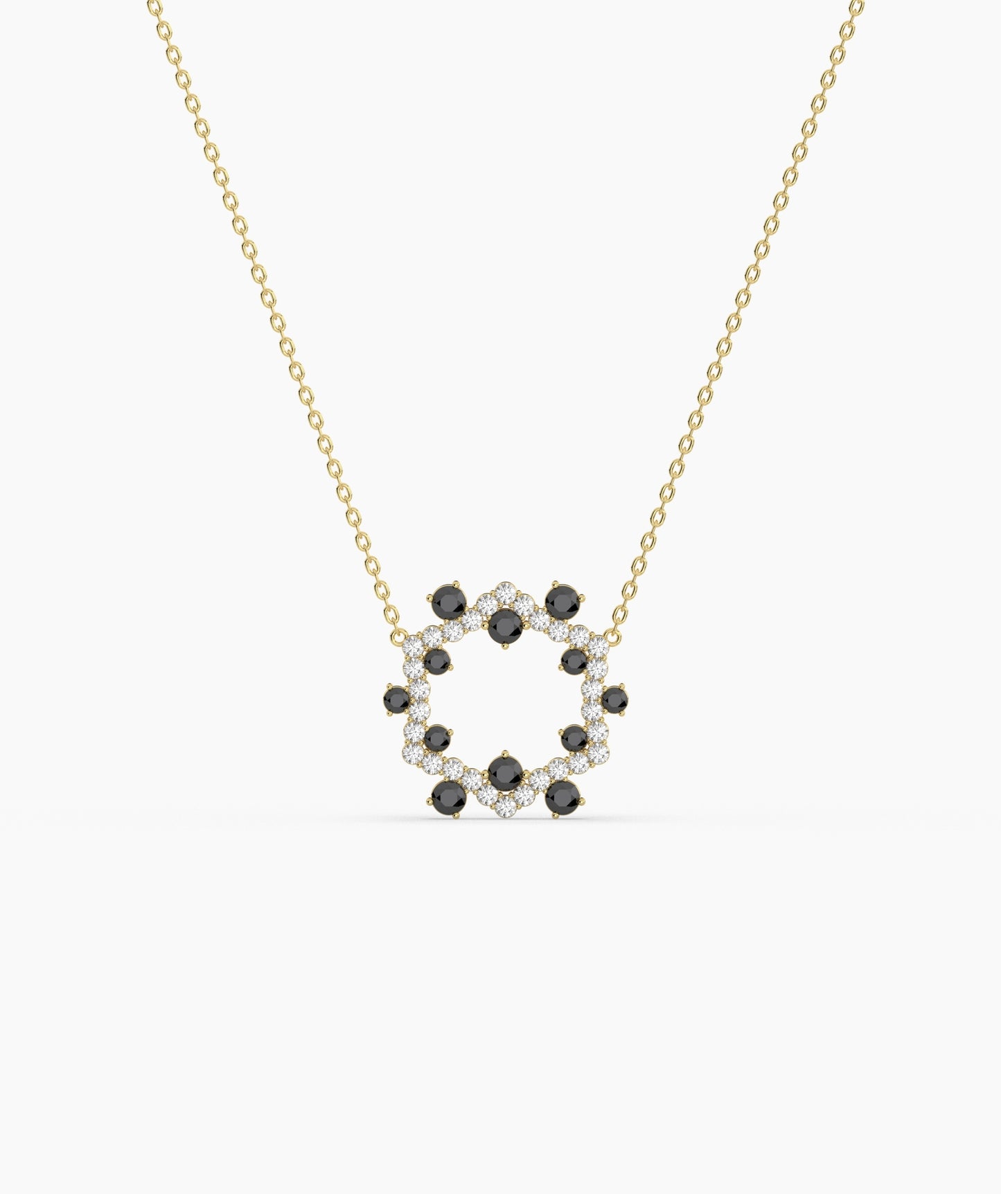 Green Gemstone & Diamond Open Circle Necklace