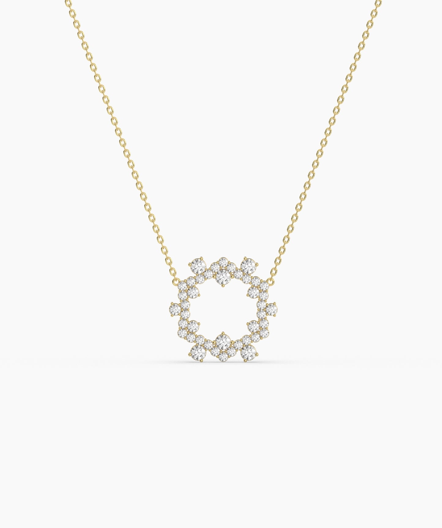 Green Gemstone & Diamond Open Circle Necklace