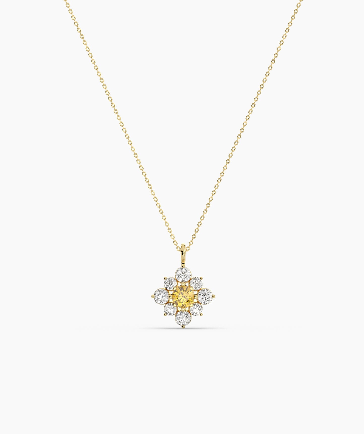 Green Diamond Vintage Halo Cluster Necklace