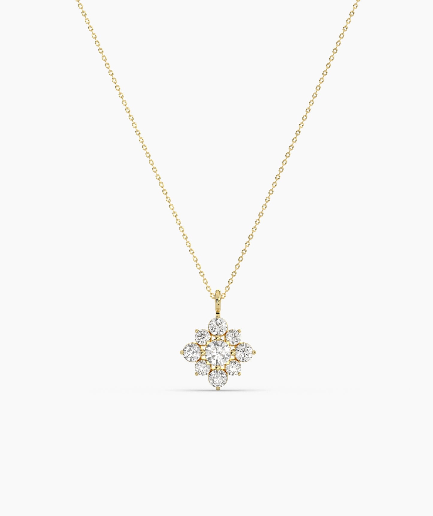 Green Diamond Vintage Halo Cluster Necklace