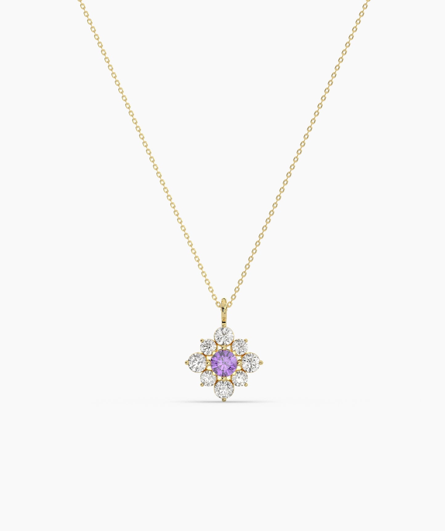 Green Diamond Vintage Halo Cluster Necklace