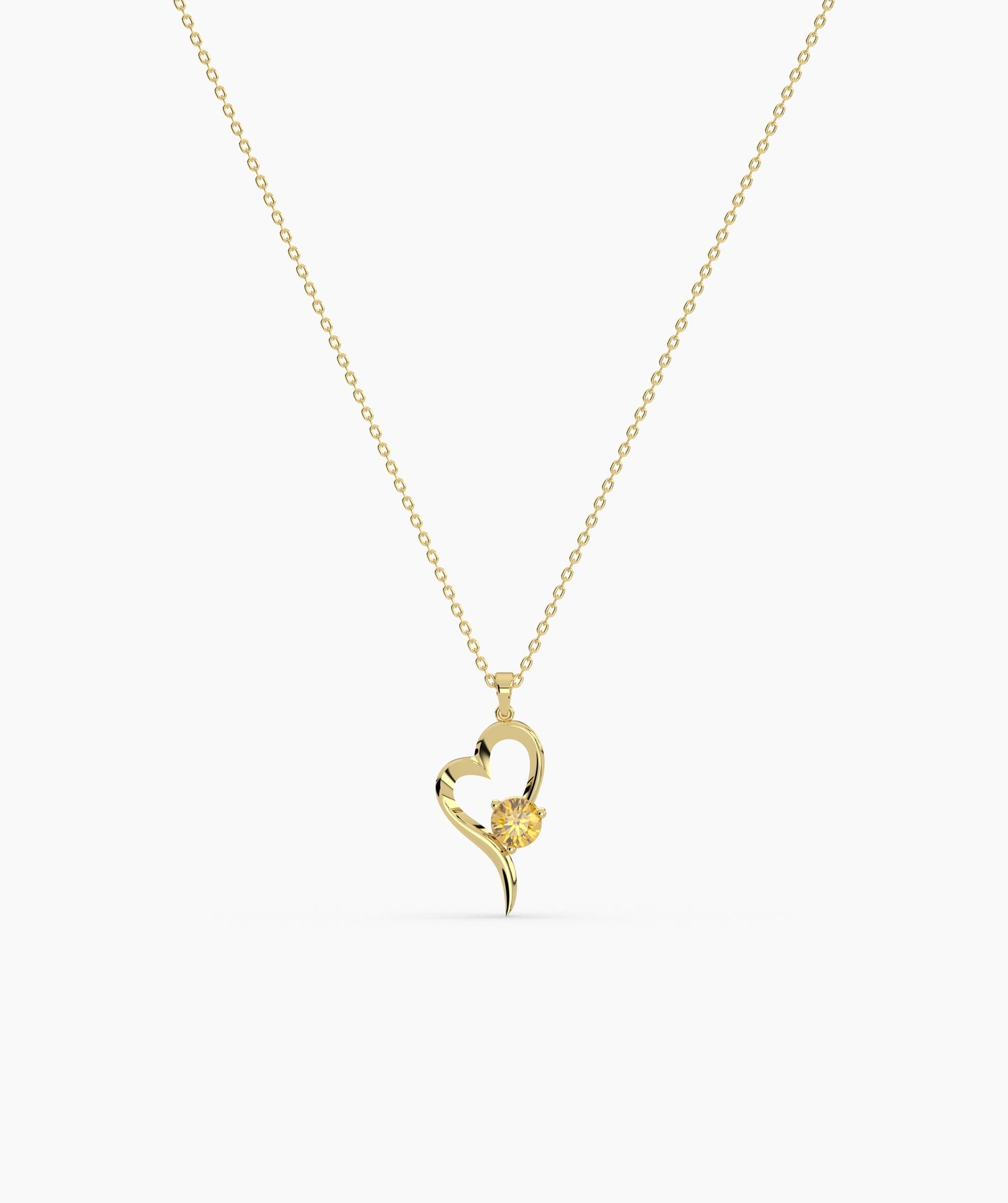 Birthstone Solitaire Open Heart Necklace