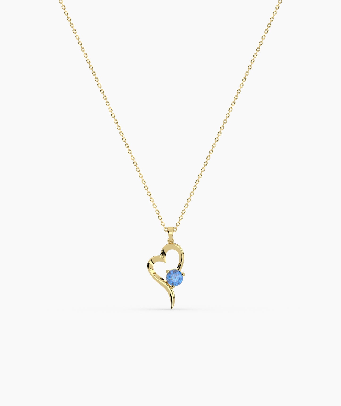 Birthstone Solitaire Open Heart Necklace