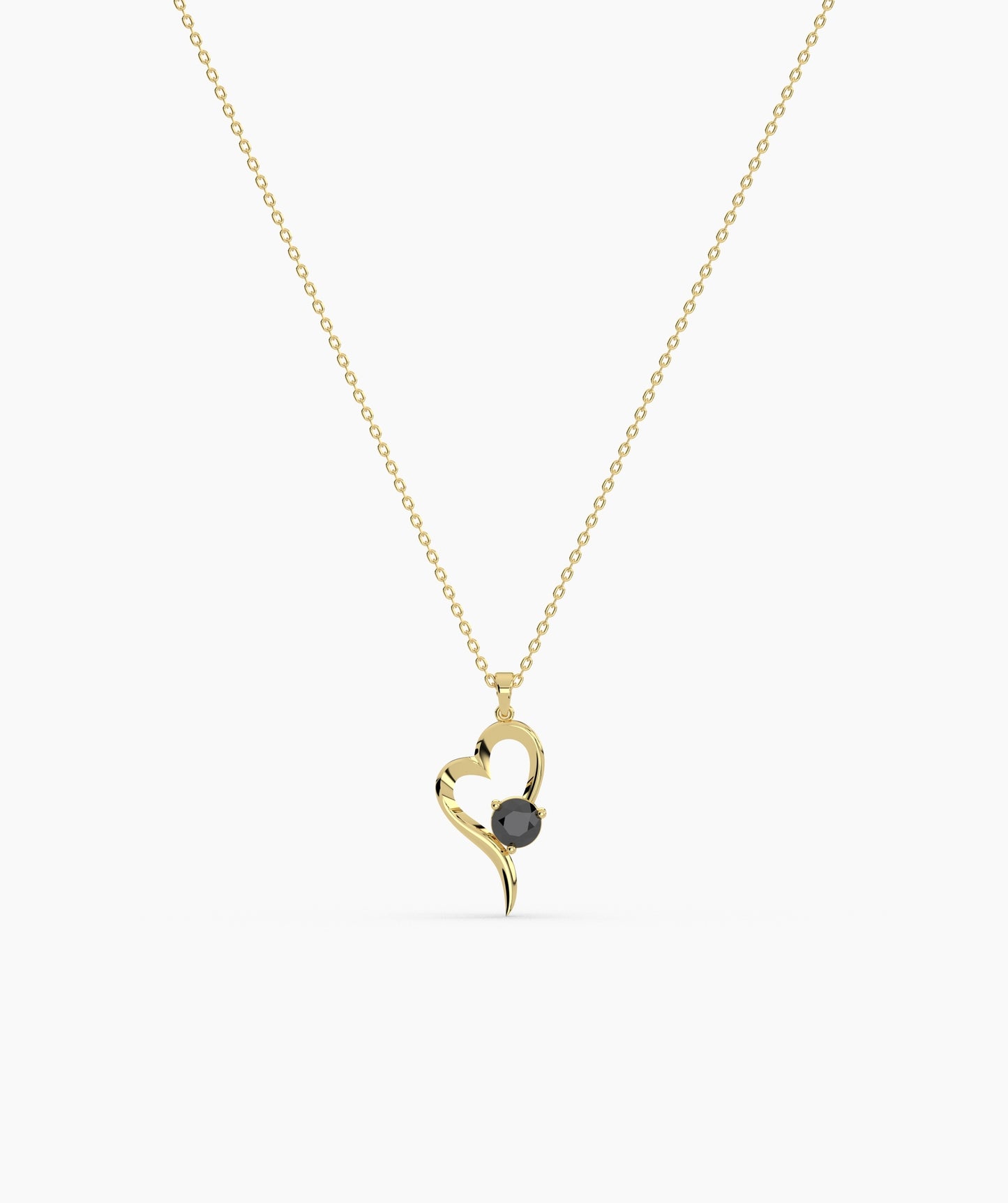 Birthstone Solitaire Open Heart Necklace