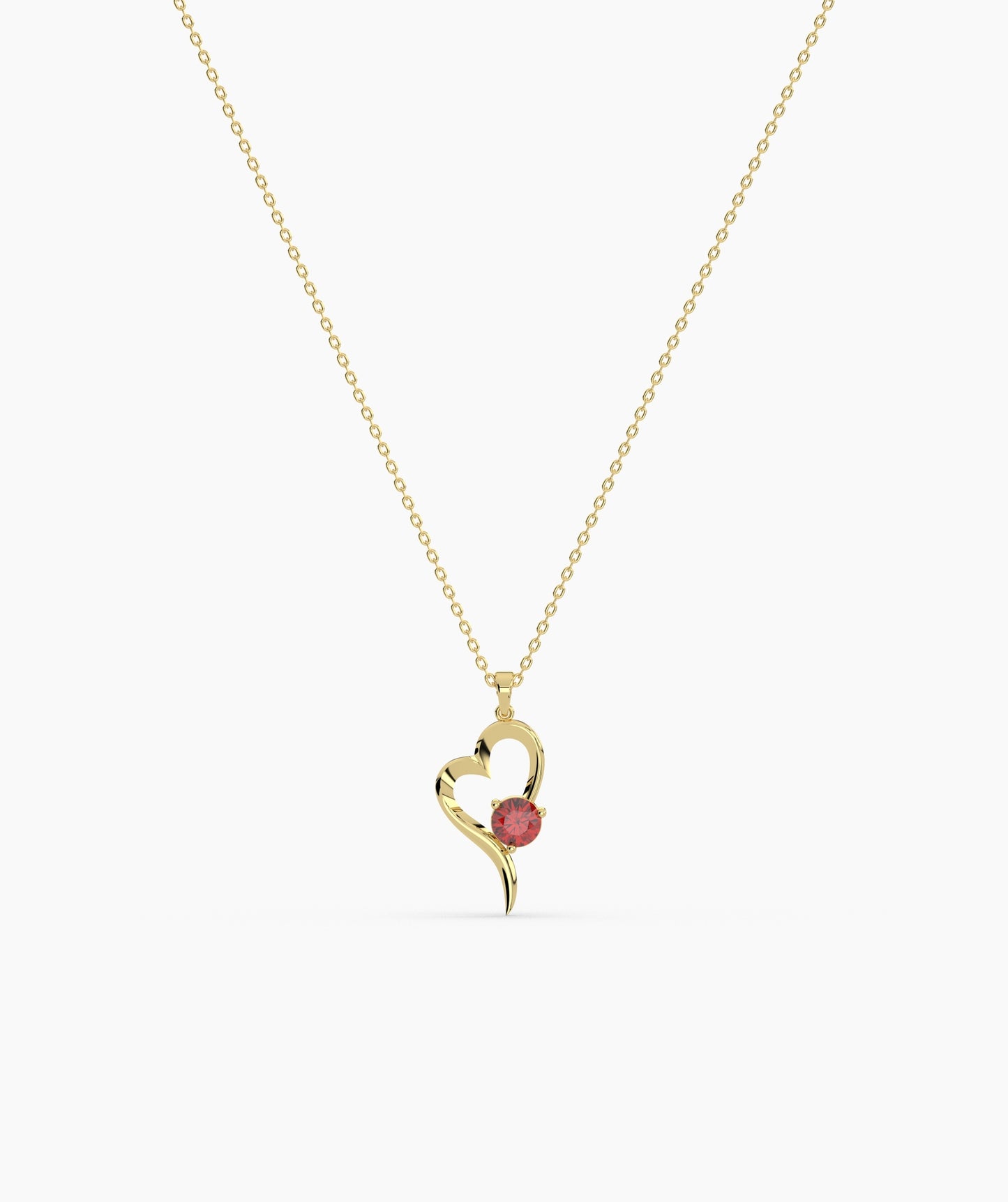 Birthstone Solitaire Open Heart Necklace