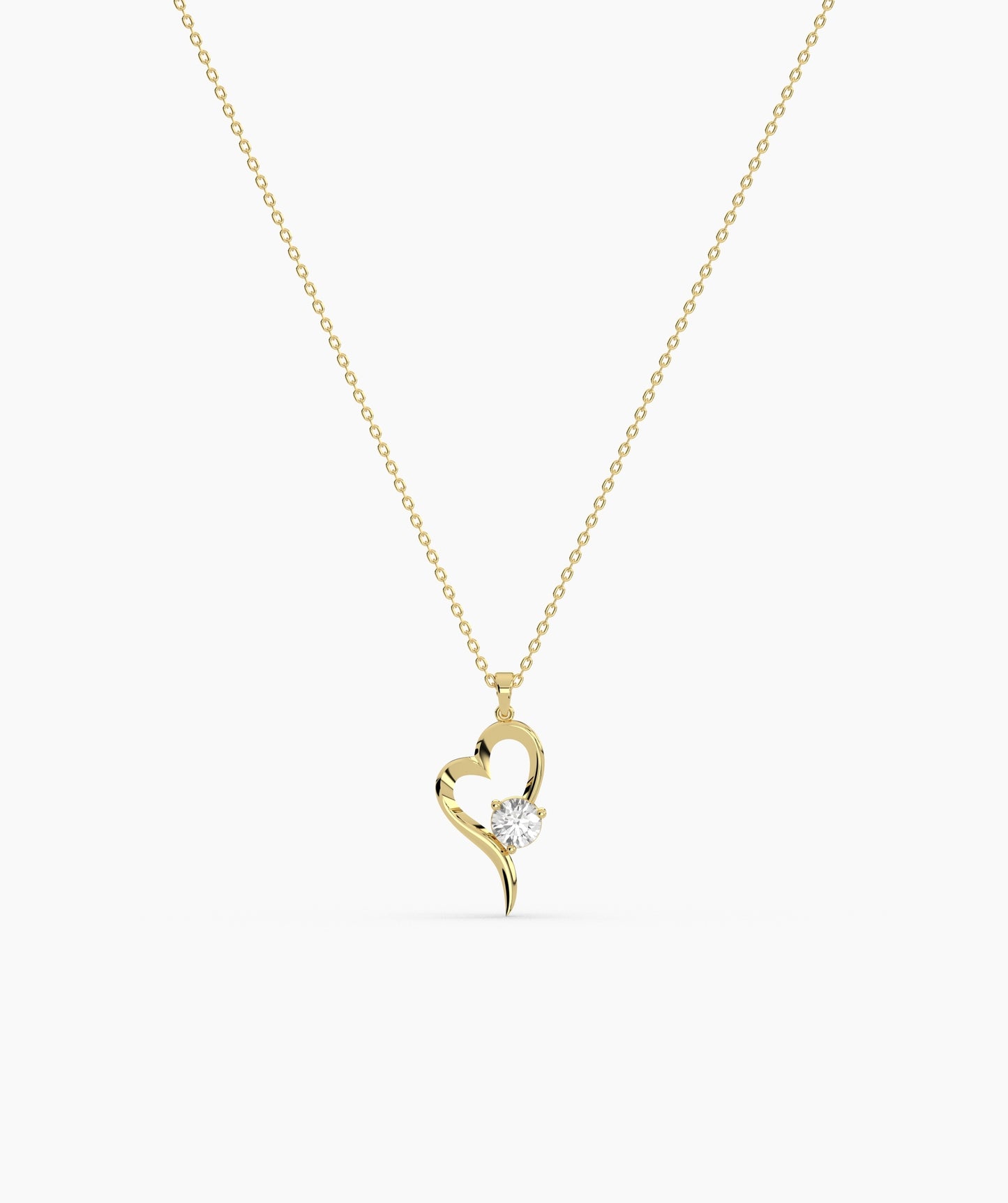 Birthstone Solitaire Open Heart Necklace