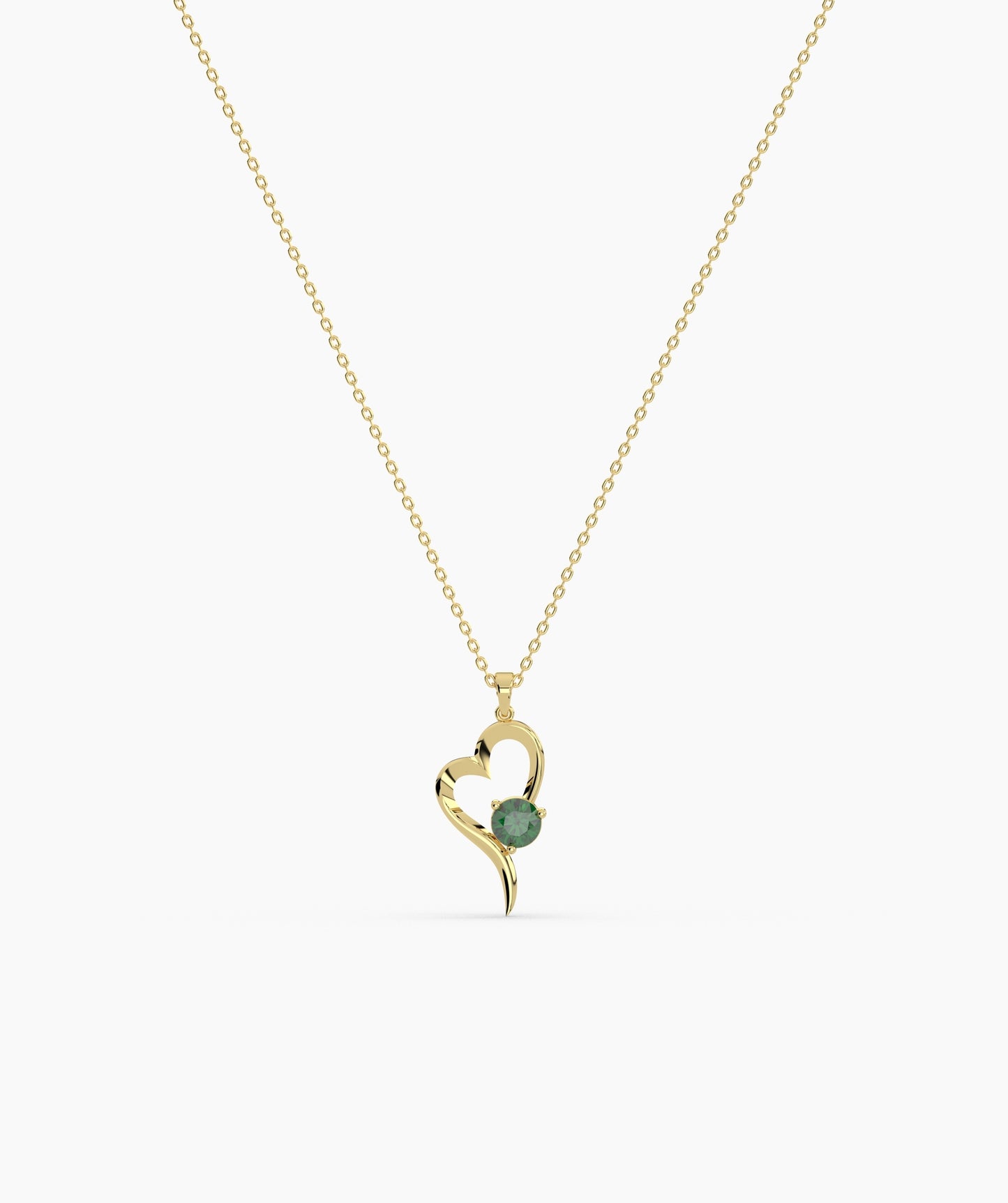 Birthstone Solitaire Open Heart Necklace