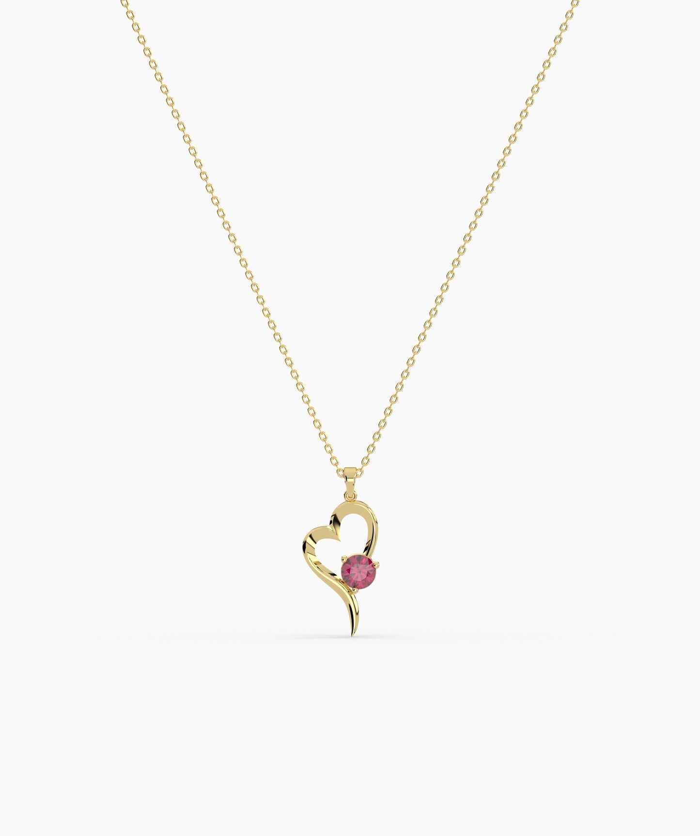 Birthstone Solitaire Open Heart Necklace