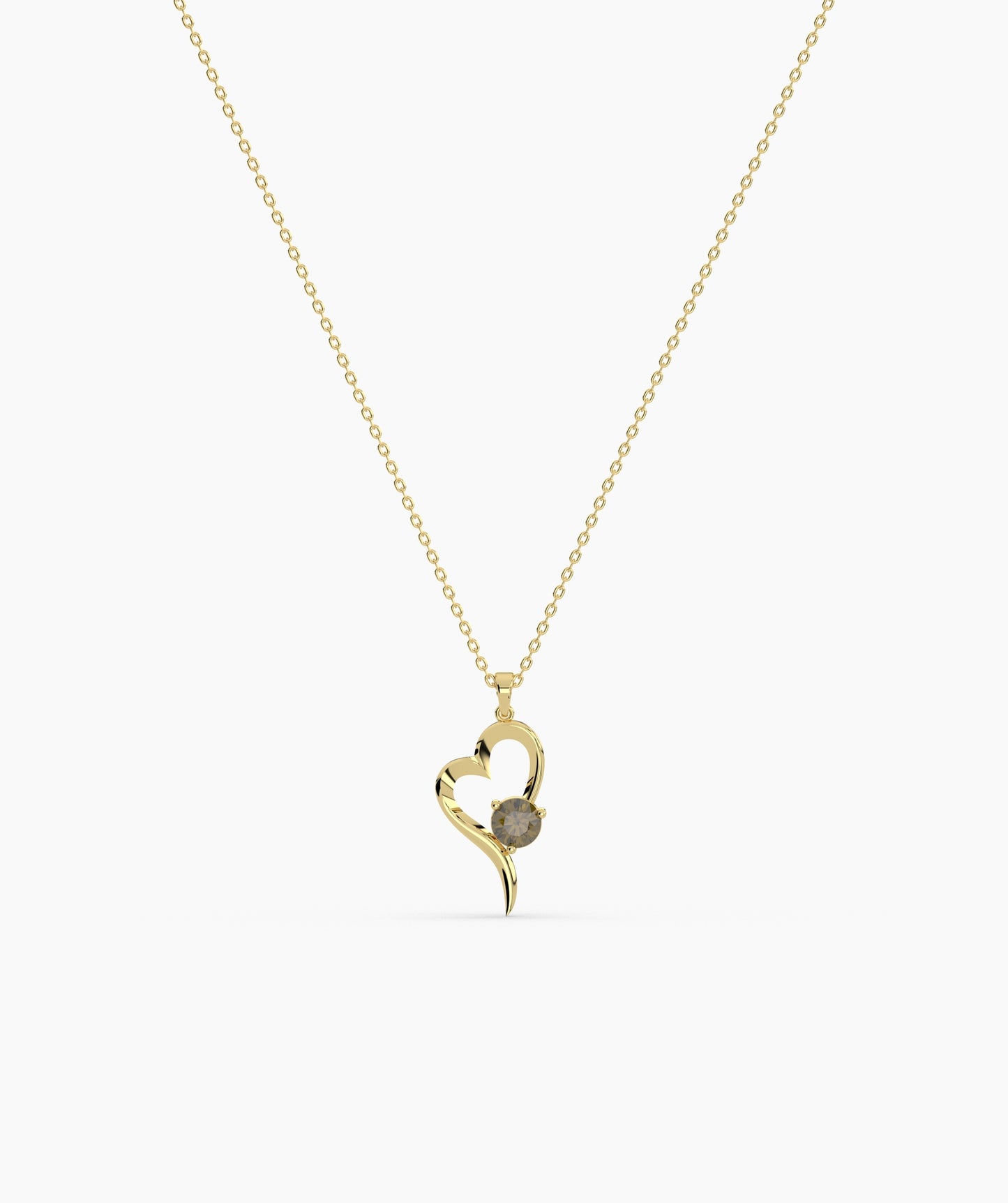 Birthstone Solitaire Open Heart Necklace