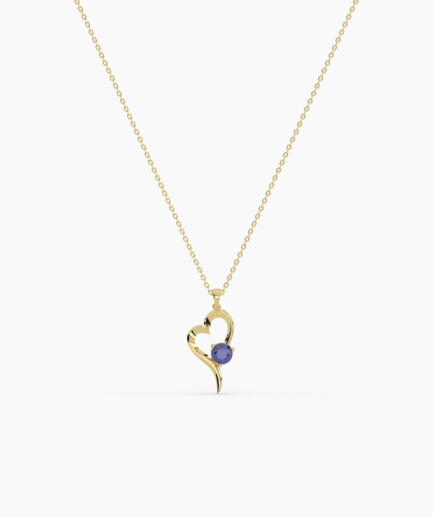 Birthstone Solitaire Open Heart Necklace