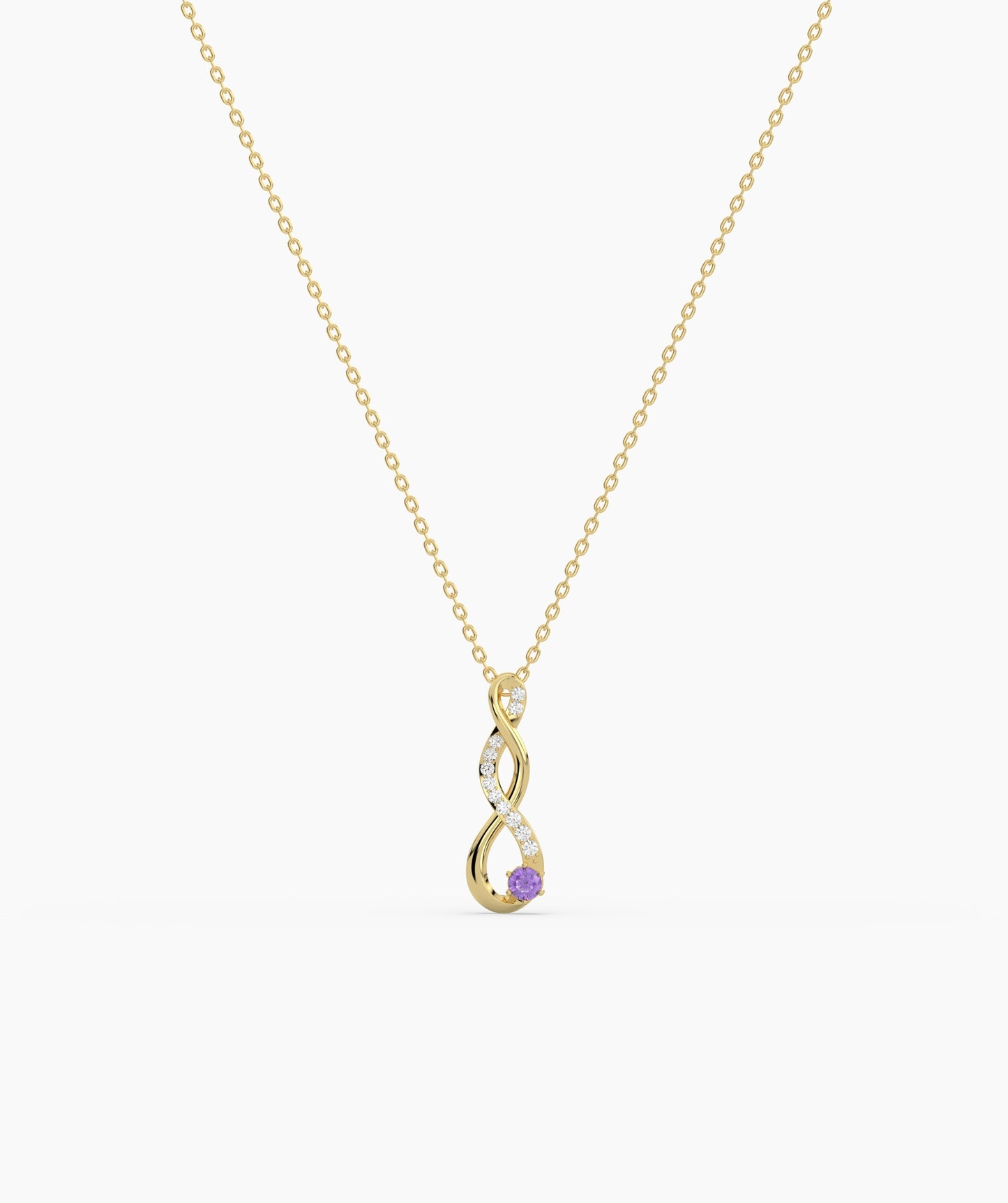 Vertical Infinity Birthstone Necklace