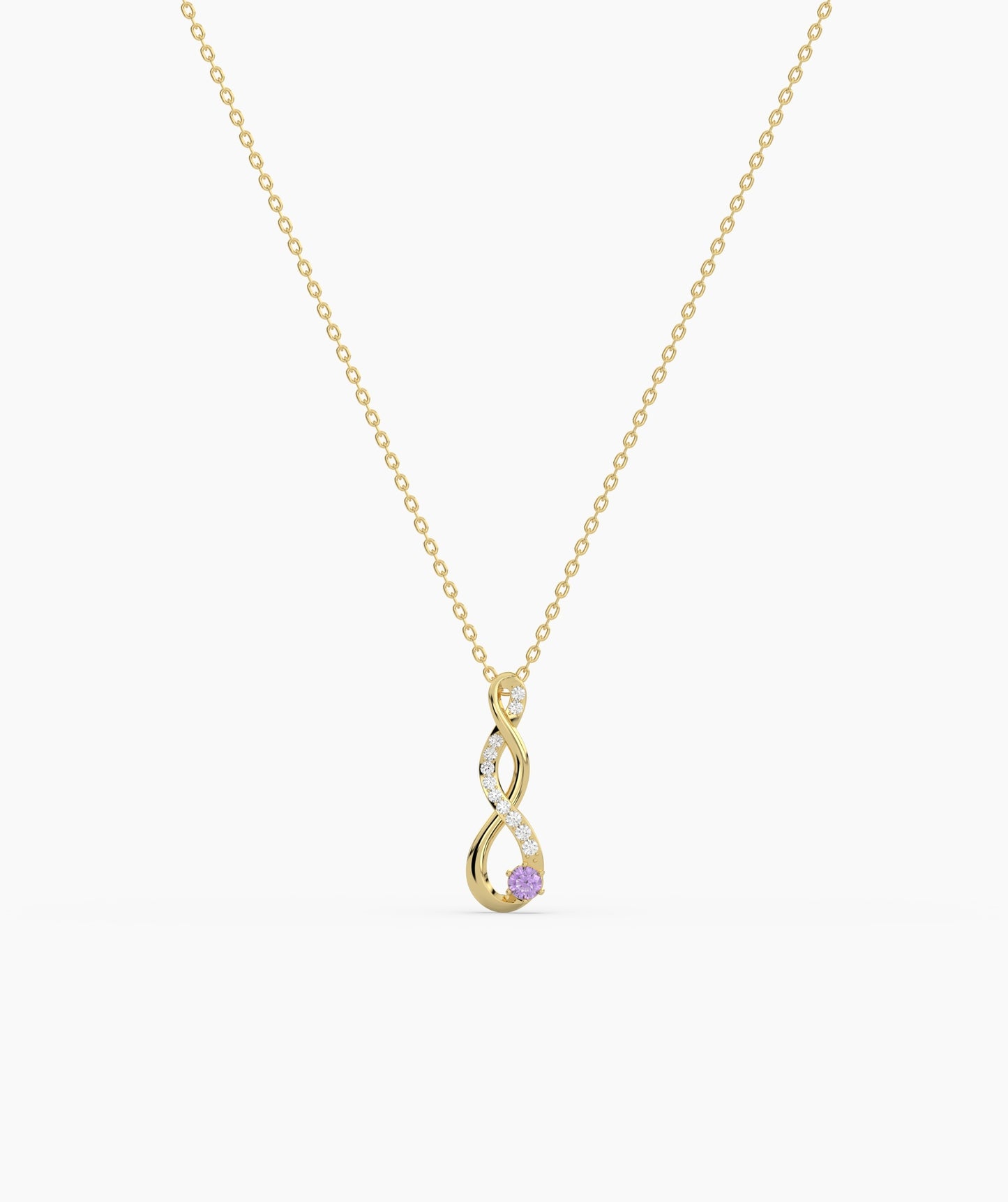 Vertical Infinity Birthstone Necklace
