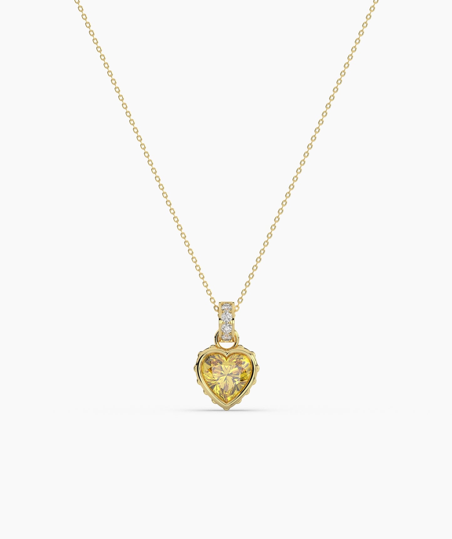 Pink Heart Bezel with Bail Necklace